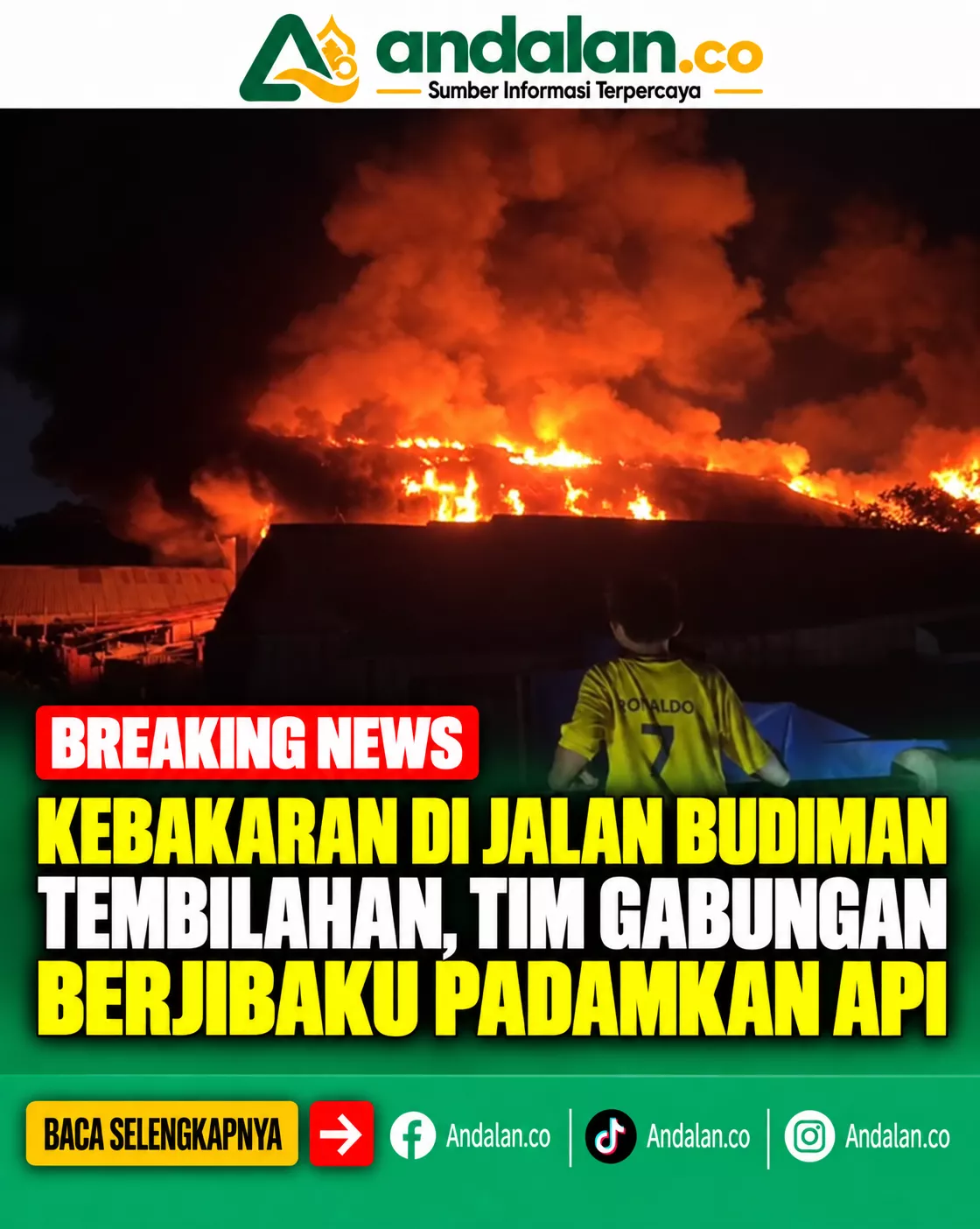 Breaking News: Kebakaran di Jalan Budiman Tembilahan, Tim Gabungan Berjibaku Padamkan Api