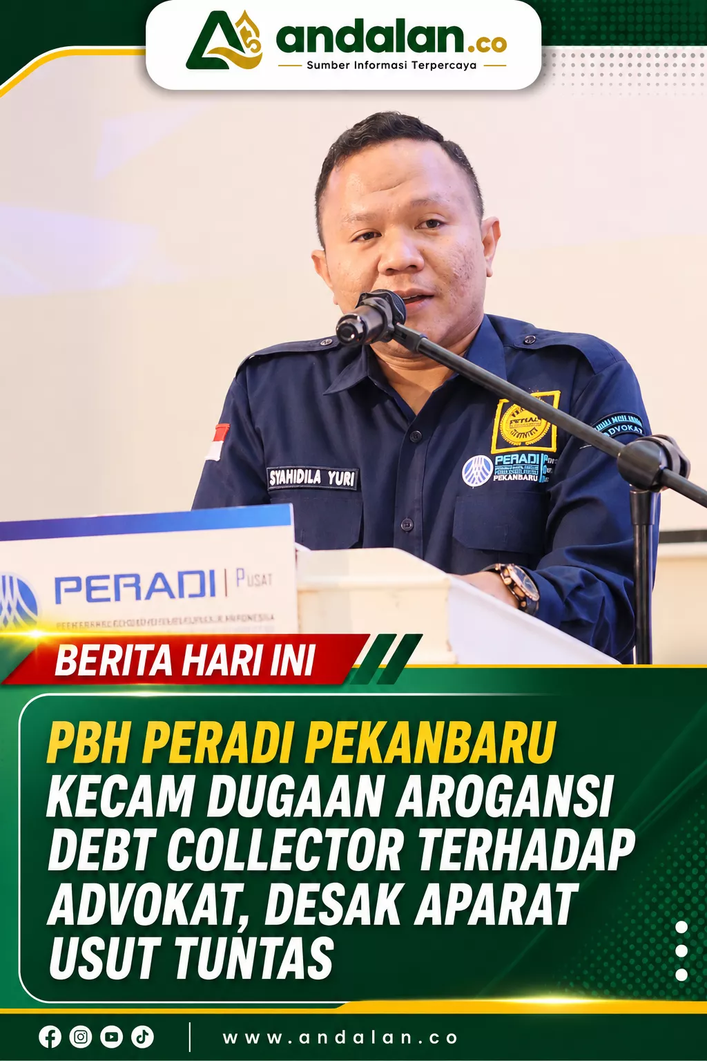 PBH PERADI Pekanbaru Kecam Dugaan Arogansi Debt Collector terhadap Advokat, Desak Aparat Usut Tuntas