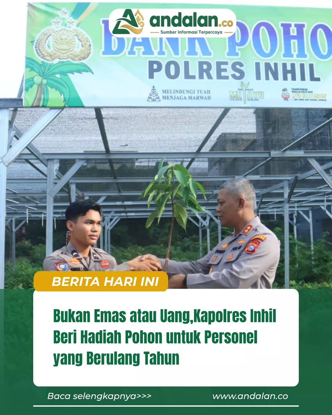 Bukan Emas atau Uang,Kapolres Inhil Beri Hadiah Pohon untuk Personel yang Berulang Tahun