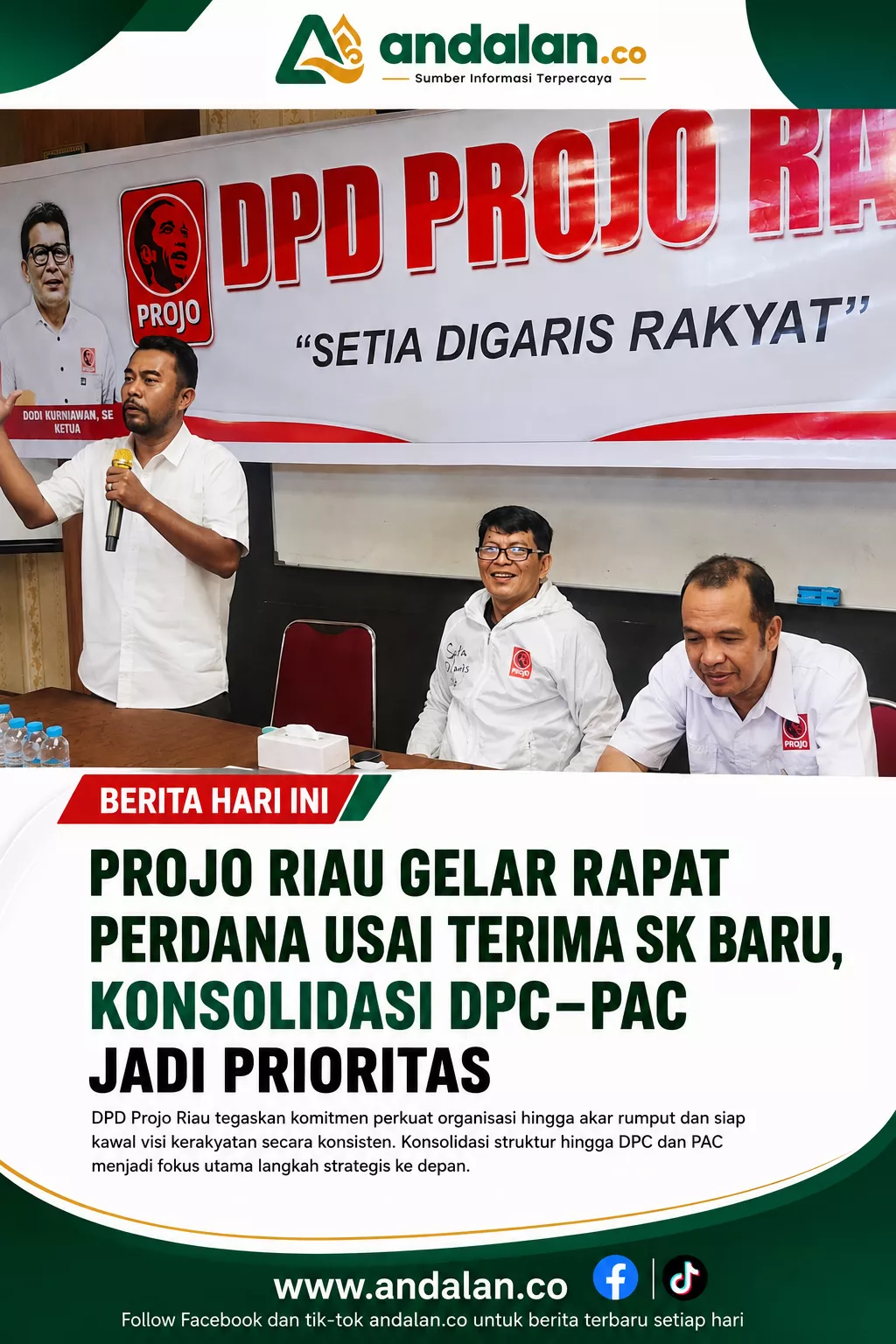 Projo Riau Gelar Rapat Perdana Usai Terima SK Baru, Konsolidasi DPC-PAC Jadi Prioritas