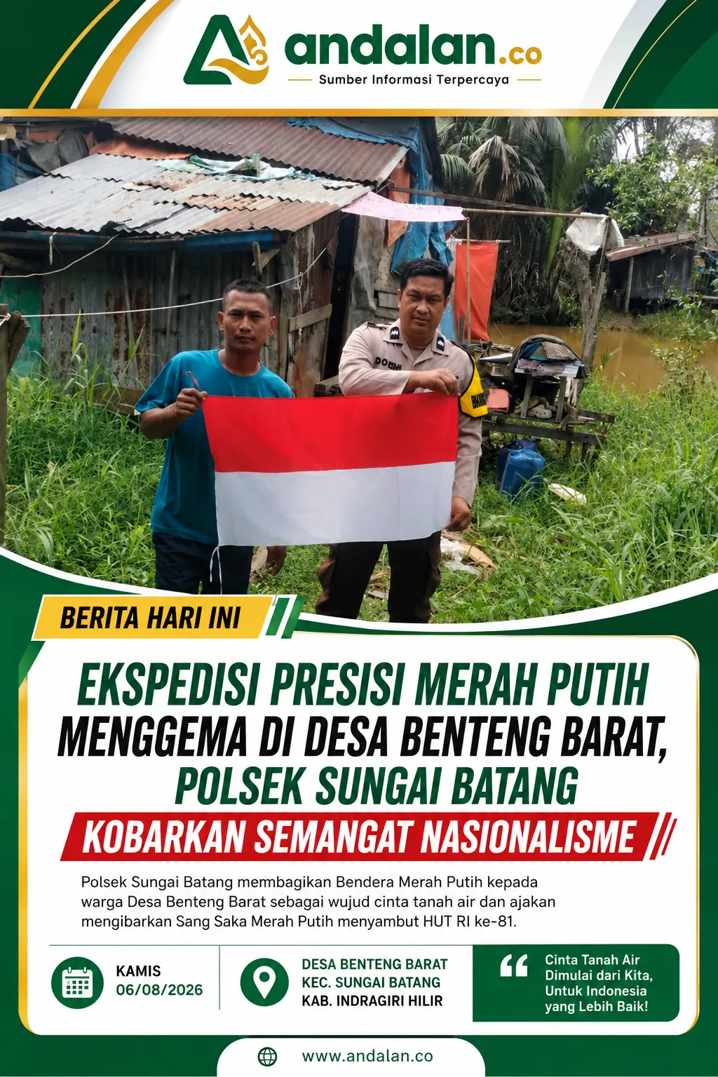 Ekspedisi Presisi Merah Putih Menggema di Desa Benteng Barat, Polsek Sungai Batang Kobarkan Semangat Nasionalisme