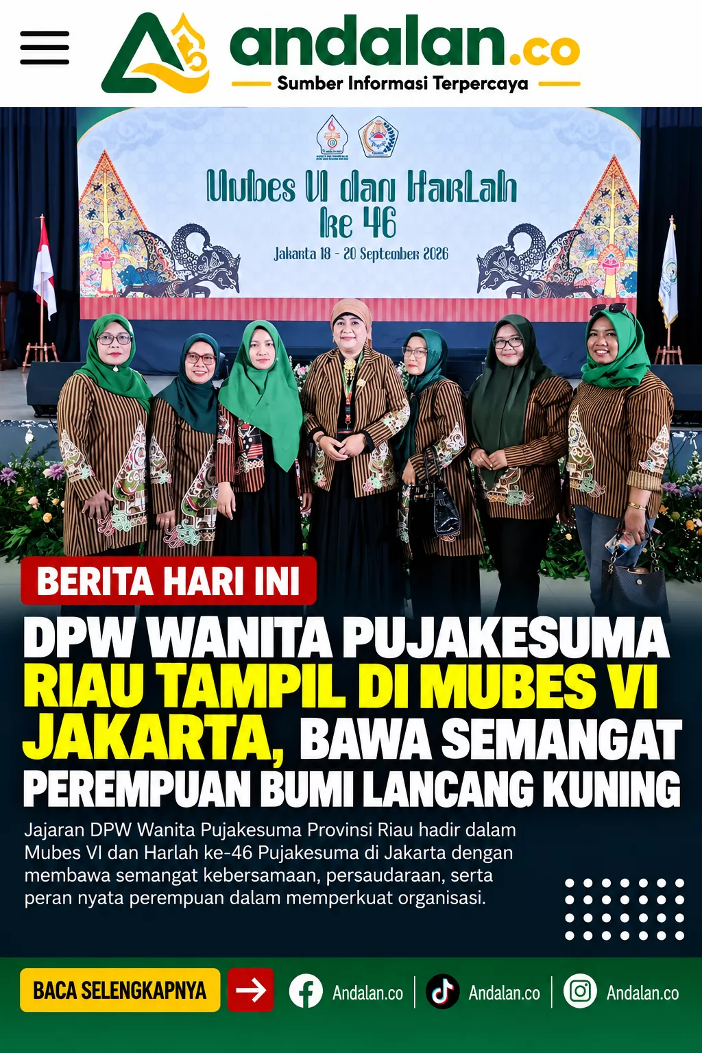 DPW Wanita Pujakesuma Riau Tampil di Mubes VI Jakarta, Bawa Semangat Perempuan Bumi Lancang Kuning