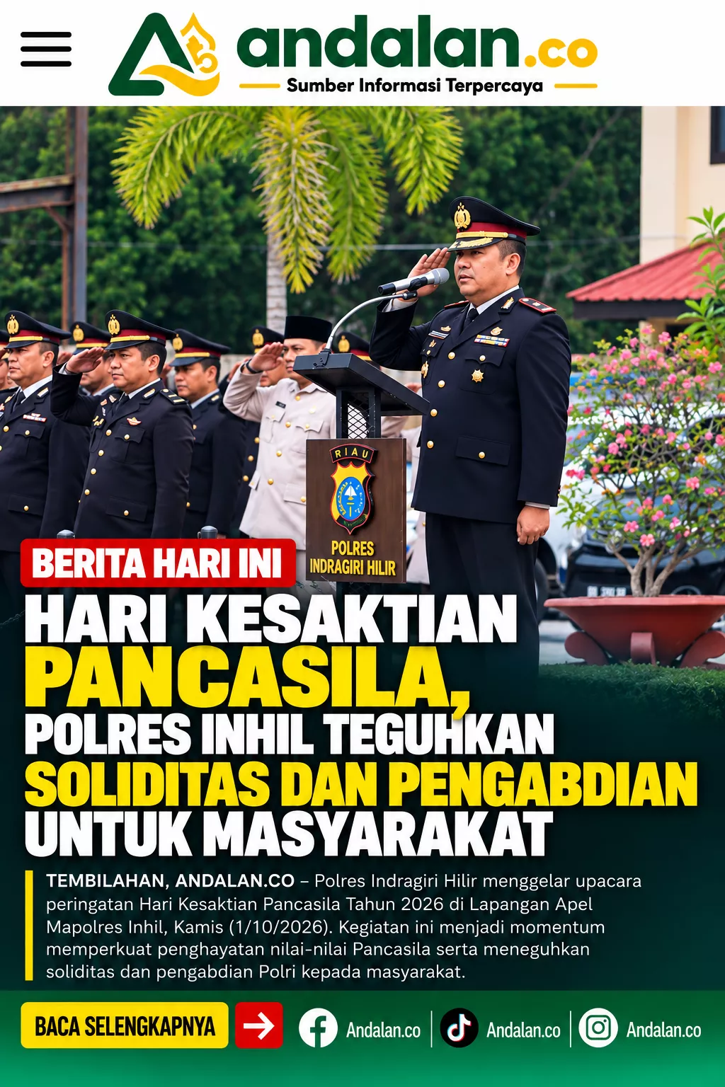 Hari Kesaktian Pancasila, Polres Inhil Teguhkan Soliditas dan Pengabdian untuk Masyarakat