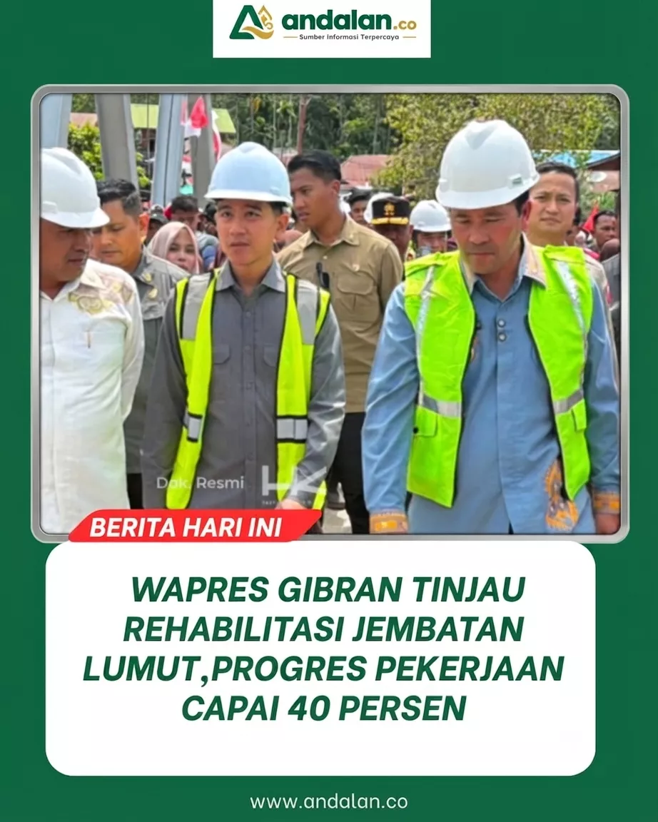 Wapres Gibran Tinjau Rehabilitasi Jembatan Lumut, Progres Pekerjaan Capai 40 Persen