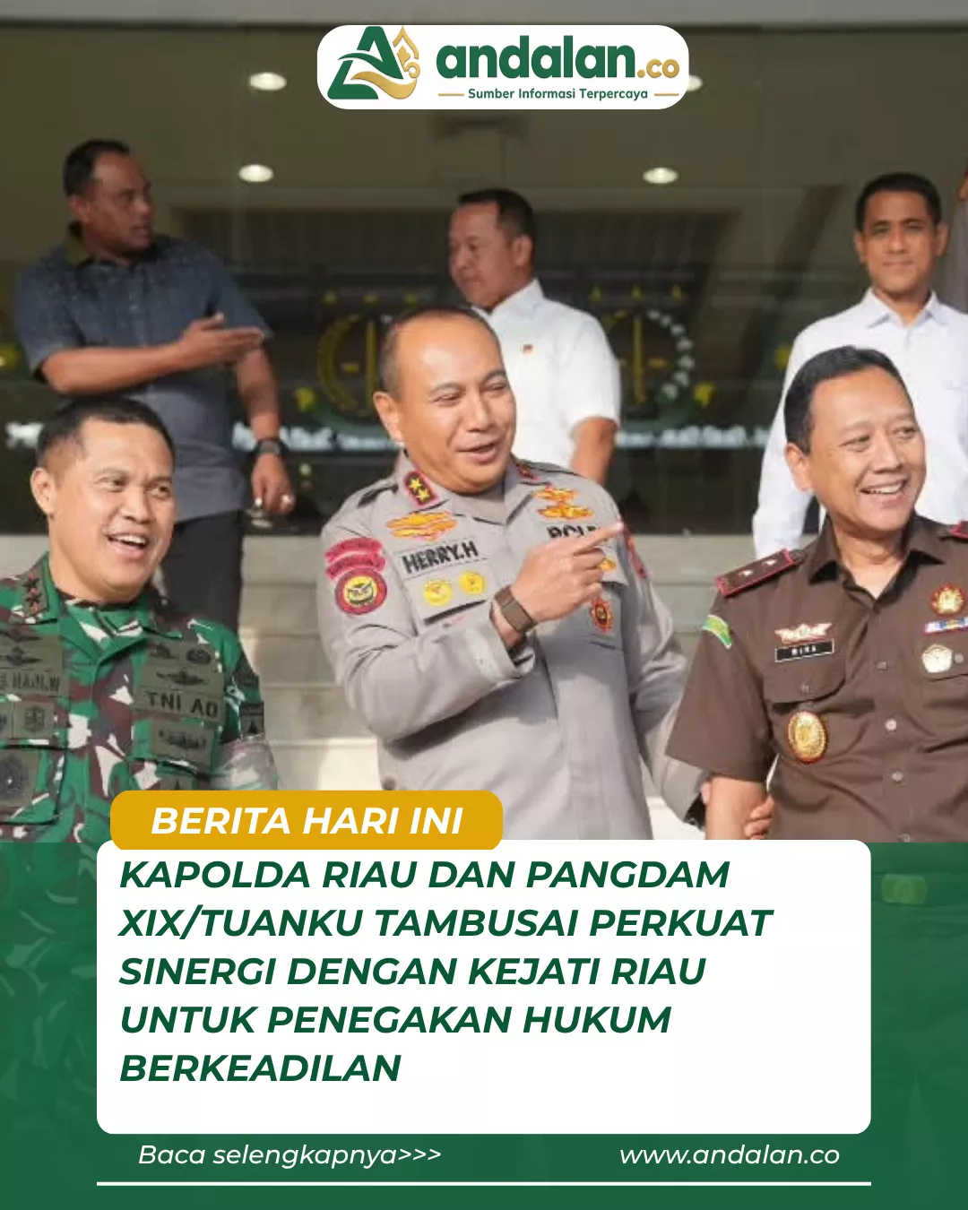 Kapolda Riau dan Pangdam XIX/Tuanku Tambusai Perkuat Sinergi dengan Kejati Riau untuk Penegakan Hukum Berkeadilan