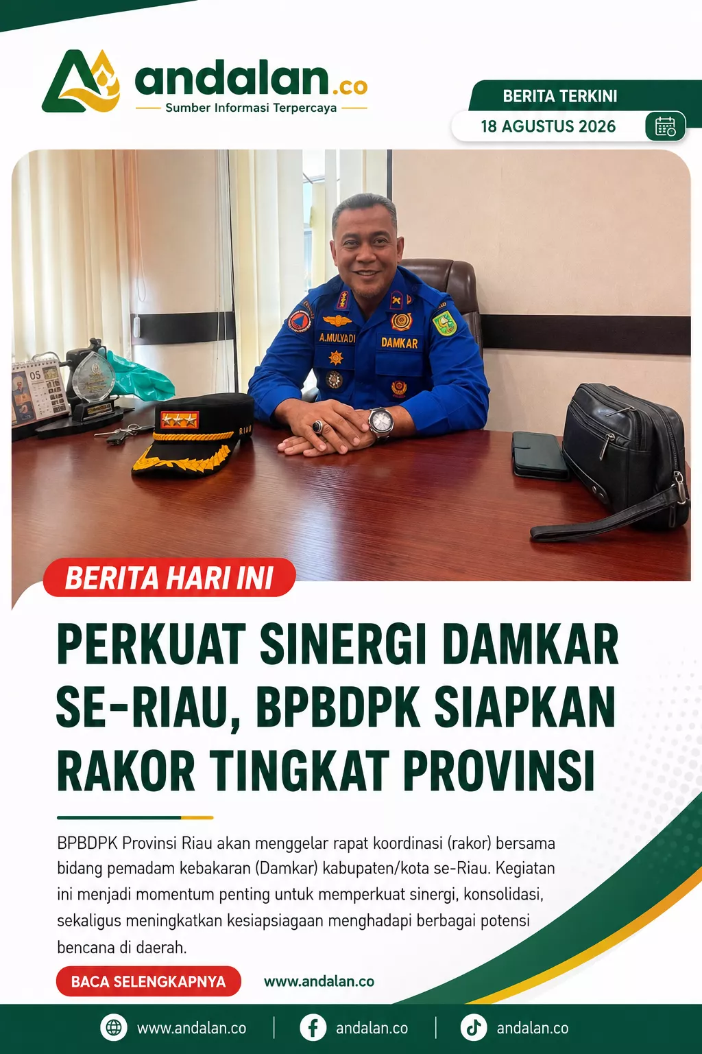 Perkuat Sinergi Damkar se-Riau, BPBDPK Siapkan Rakor Tingkat Provinsi