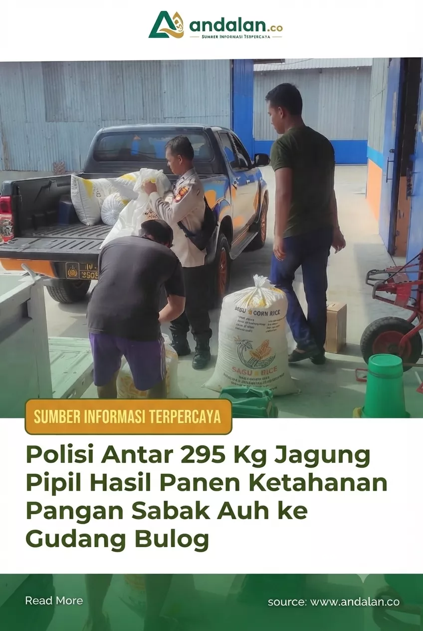 Polisi Antar 295 Kg Jagung Pipil Hasil Panen Ketahanan Pangan Sabak Auh ke Gudang Bulog