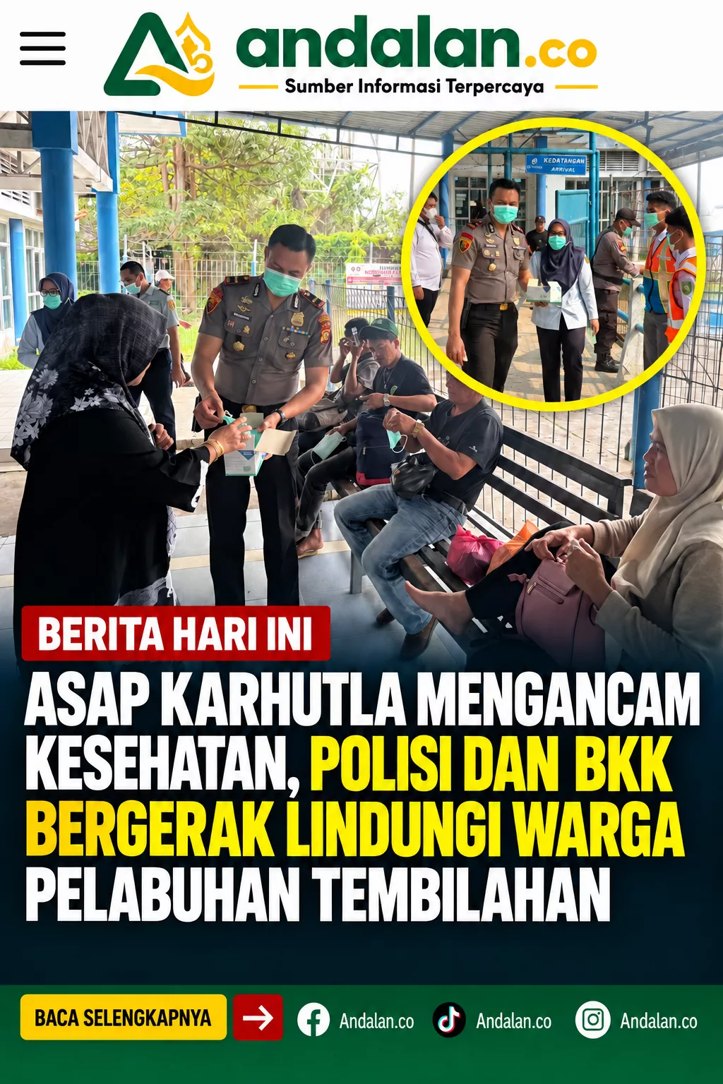 Asap Karhutla Mengancam Kesehatan, Polisi dan BKK Bergerak Lindungi Warga Pelabuhan Tembilahan