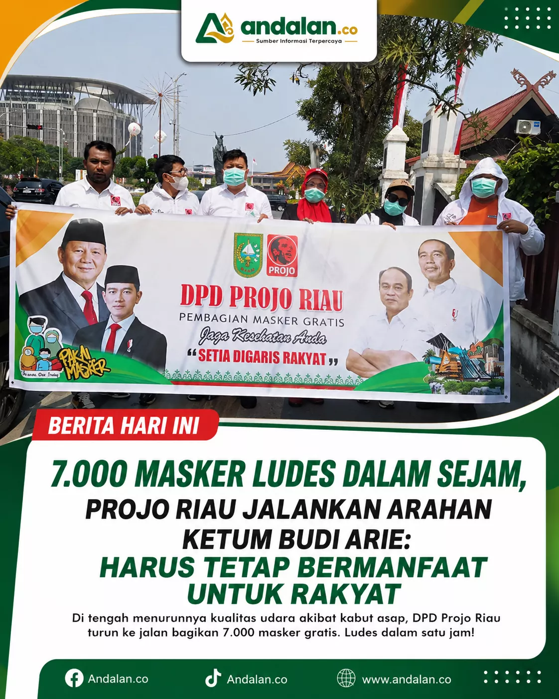 7.000 Masker Ludes dalam Sejam, Projo Riau Jalankan Arahan Ketum Budi Arie: Harus Tetap Bermanfaat untuk Rakyat