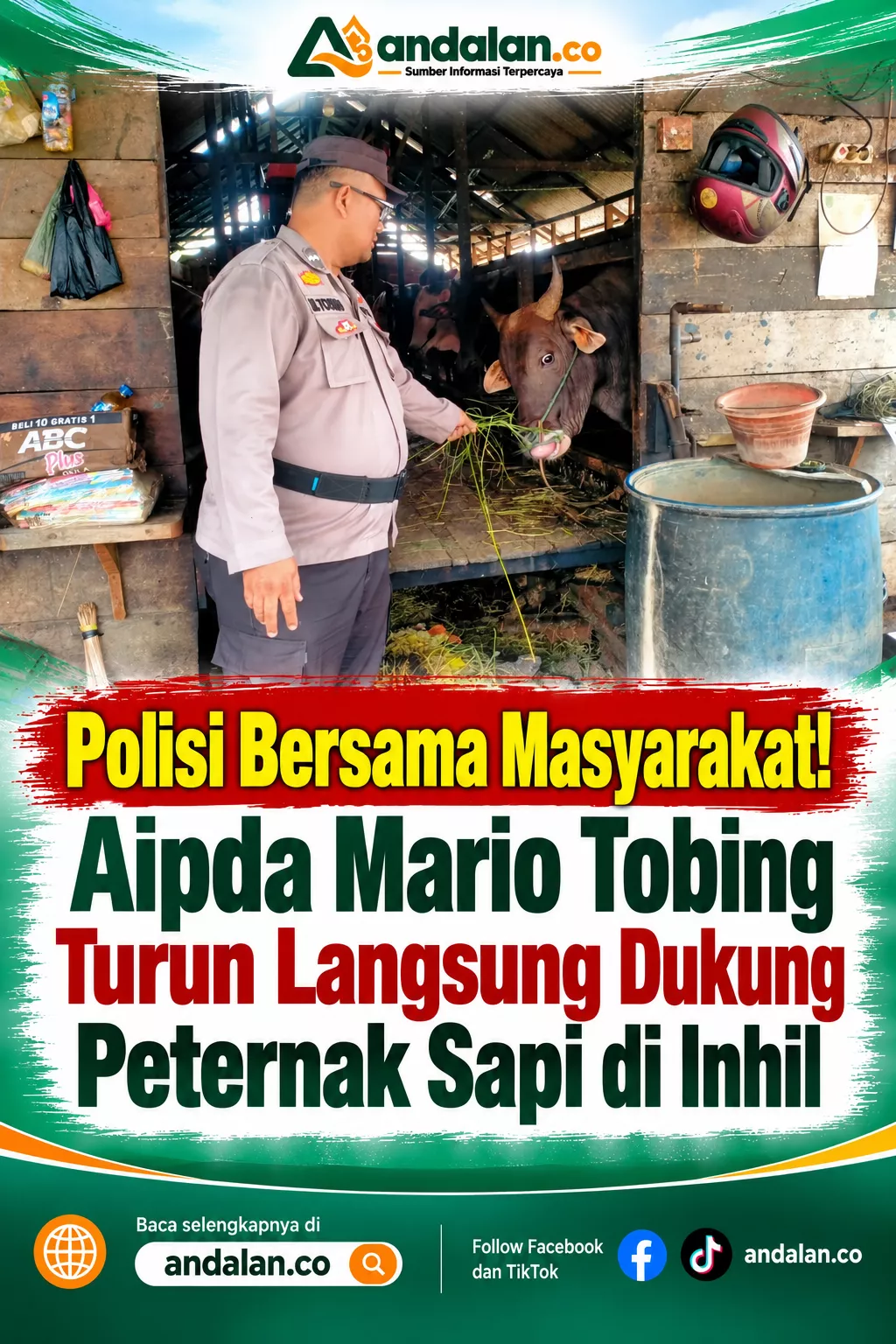 Polisi Bersama Masyarakat! Aipda Mario Tobing Turun Langsung Dukung Peternak Sapi di Inhil