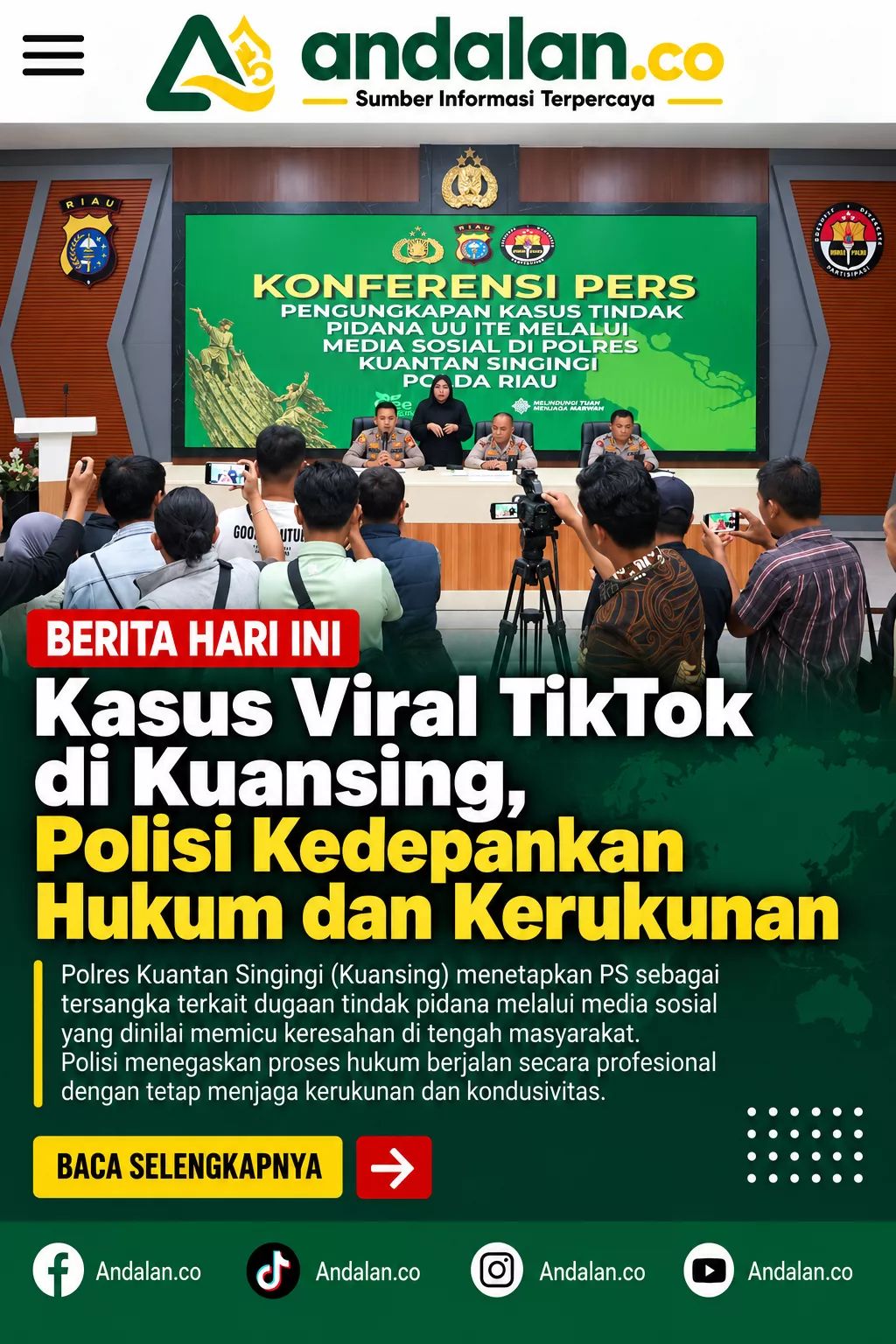 Kasus Viral TikTok di Kuansing, Polisi Kedepankan Hukum dan Kerukunan