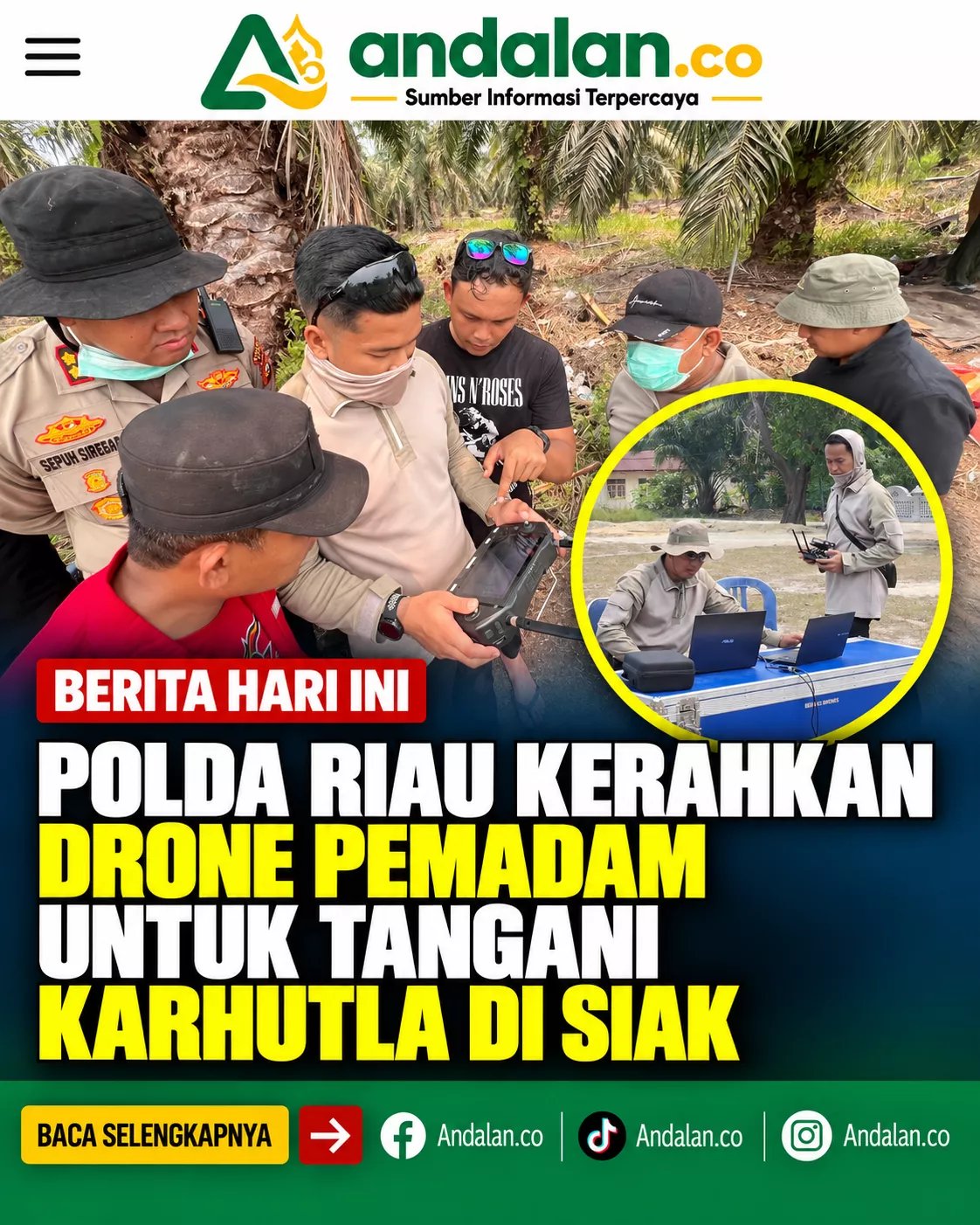 Polda Riau Kerahkan Drone Pemadam untuk Tangani Karhutla di Siak