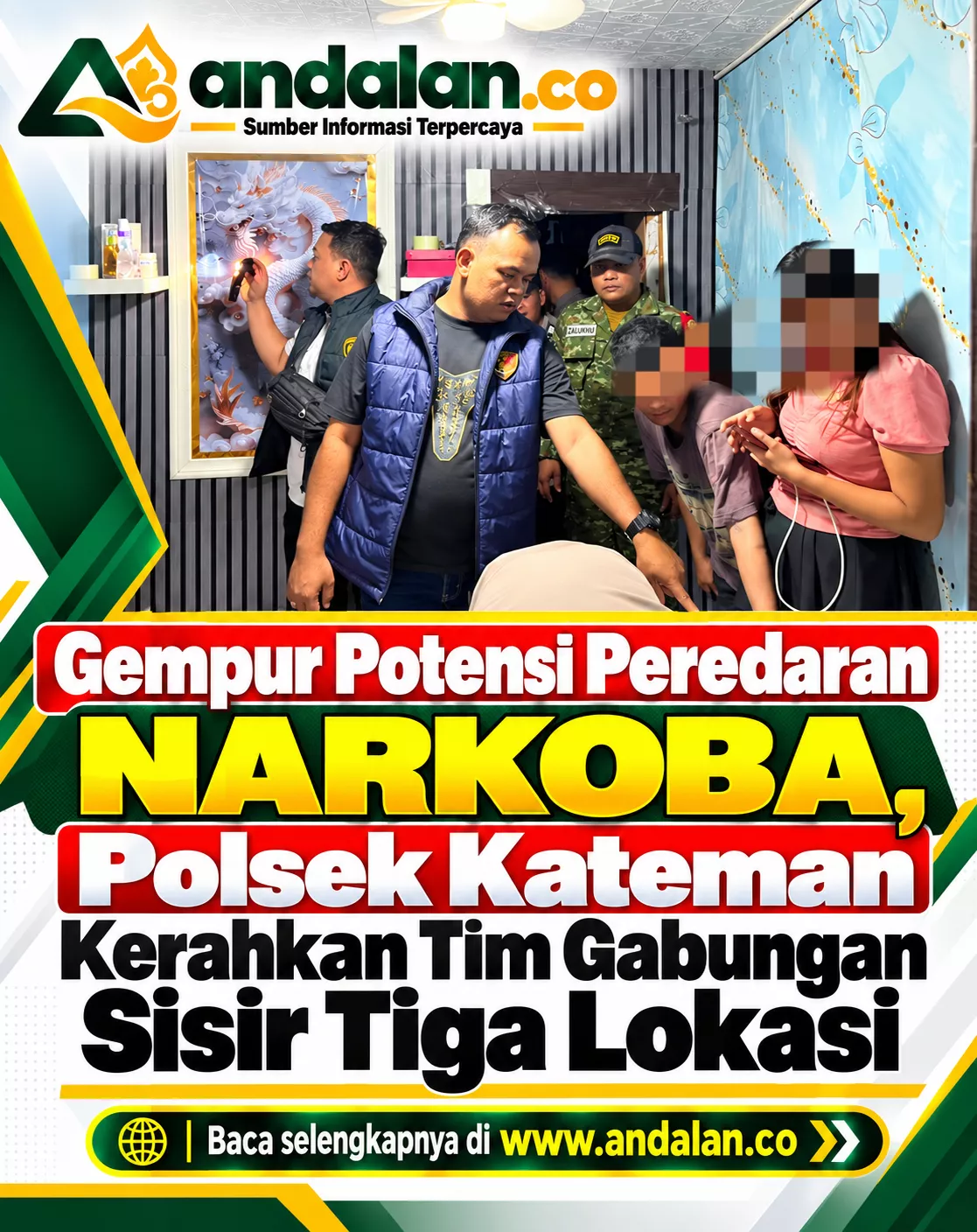 Gempur Potensi Peredaran Narkoba, Polsek Kateman Kerahkan Tim Gabungan Sisir Tiga Lokasi