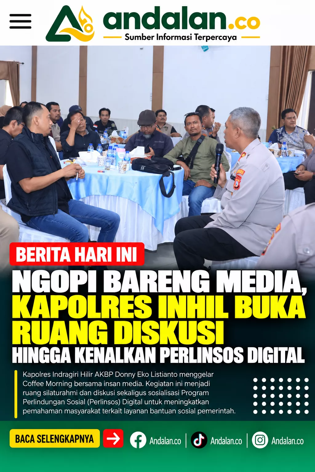 Ngopi Bareng Media, Kapolres Inhil Buka Ruang Diskusi hingga Kenalkan Perlinsos Digital