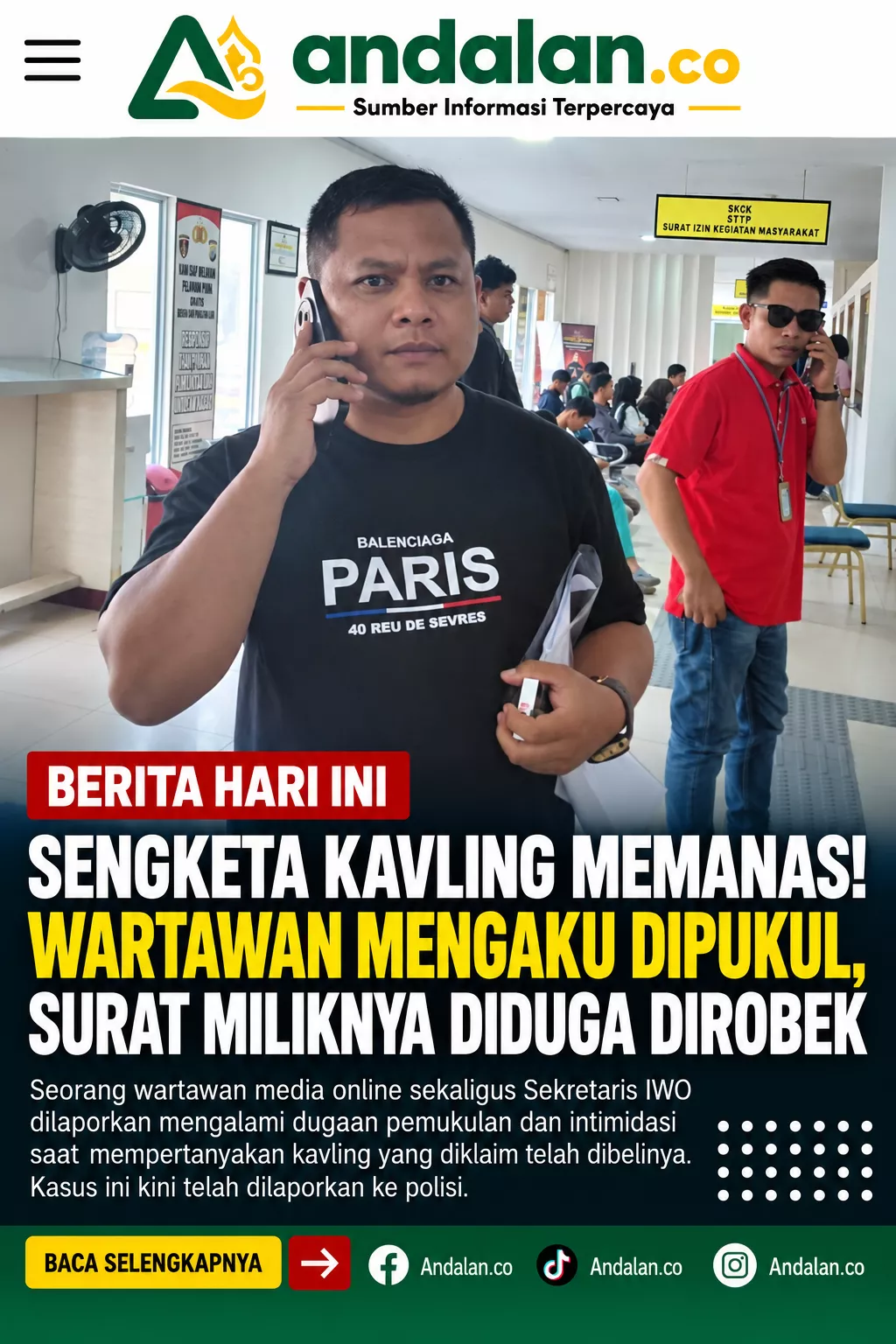 Sengketa Kavling Memanas! Wartawan Mengaku Dipukul, Surat Miliknya Diduga Dirobek