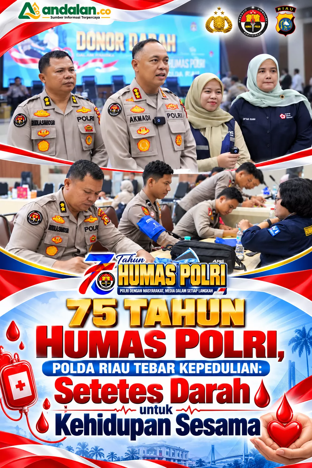 75 Tahun Humas Polri, Polda Riau Tebar Kepedulian: Setetes Darah untuk Kehidupan Sesama