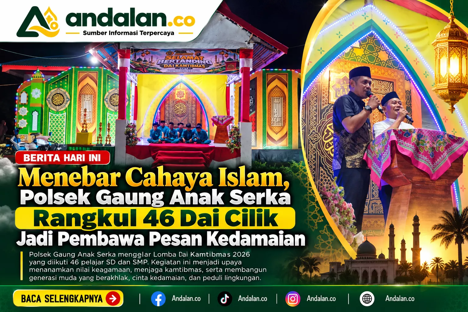 Menebar Cahaya Islam, Polsek Gaung Anak Serka Rangkul 46 Dai Cilik Jadi Pembawa Pesan Kedamaian