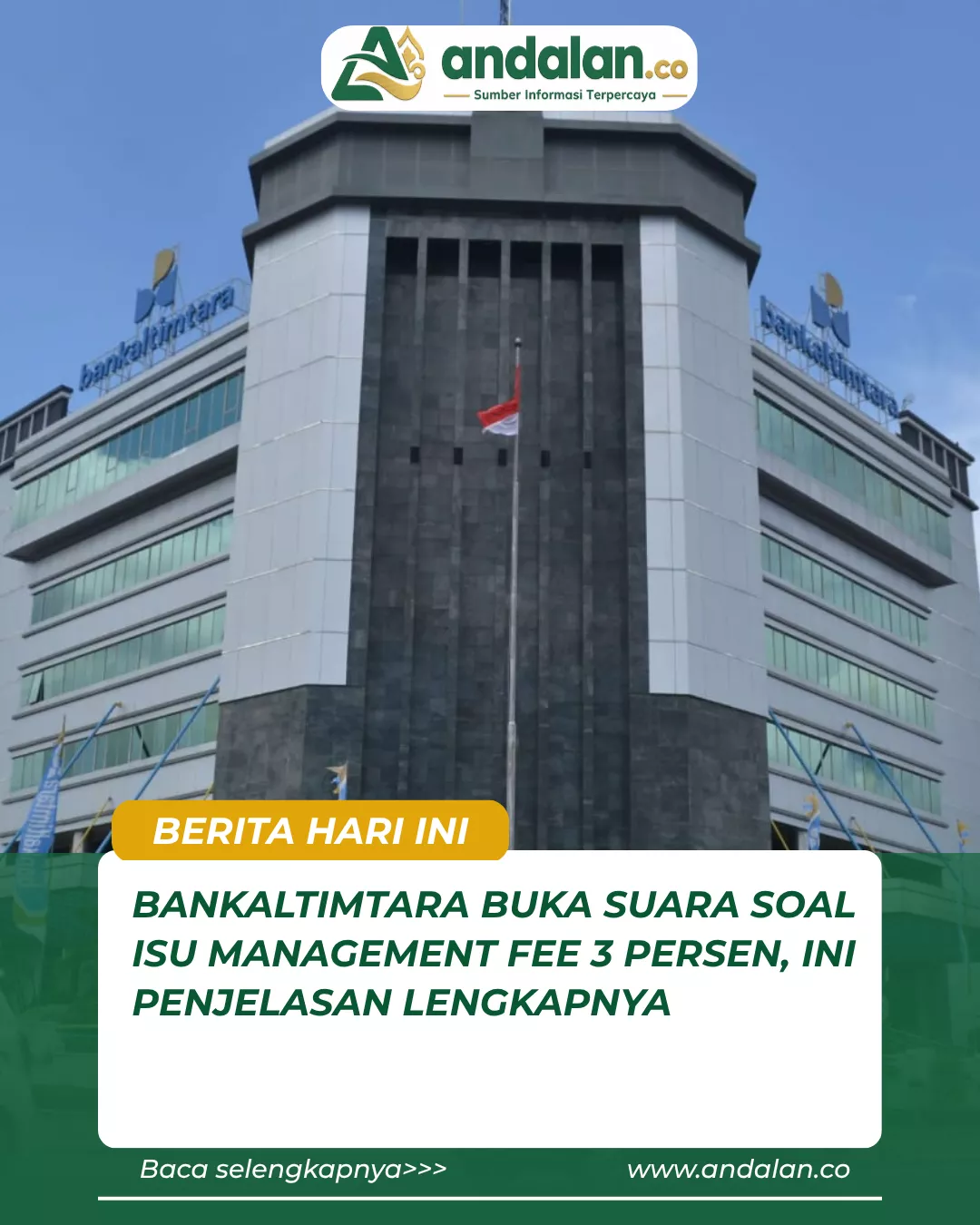 Bankaltimtara Buka Suara soal Isu Management Fee 3 Persen, Ini Penjelasan Lengkapnya