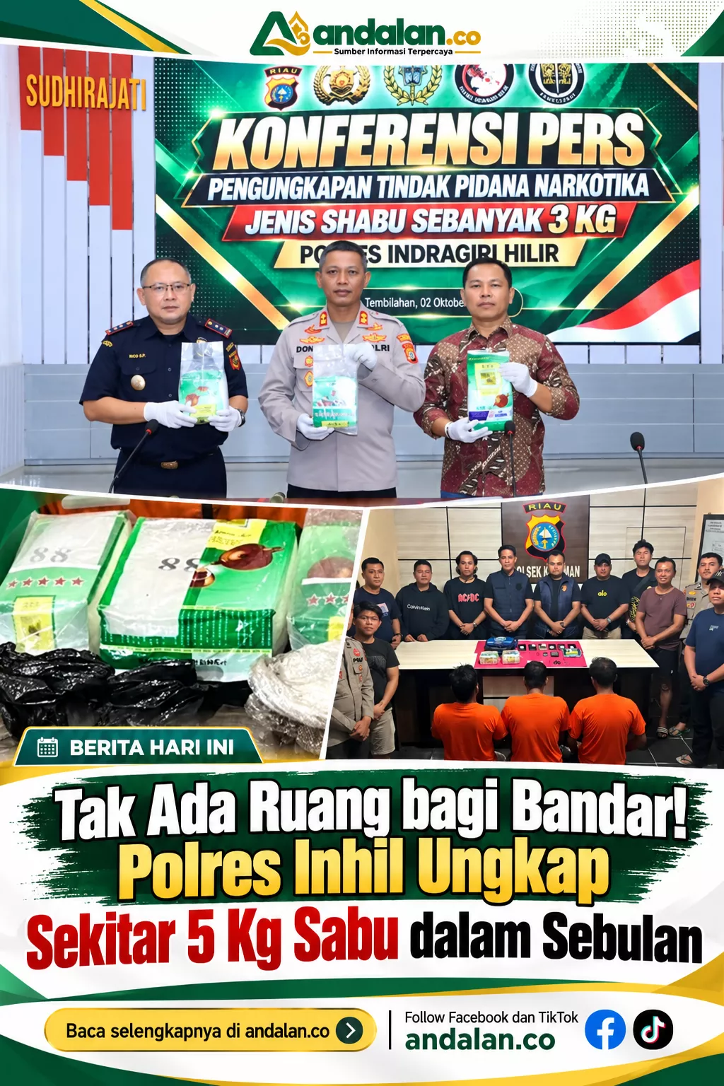 Tak Ada Ruang bagi Bandar! Polres Inhil Ungkap Sekitar 5 Kg Sabu dalam Sebulan