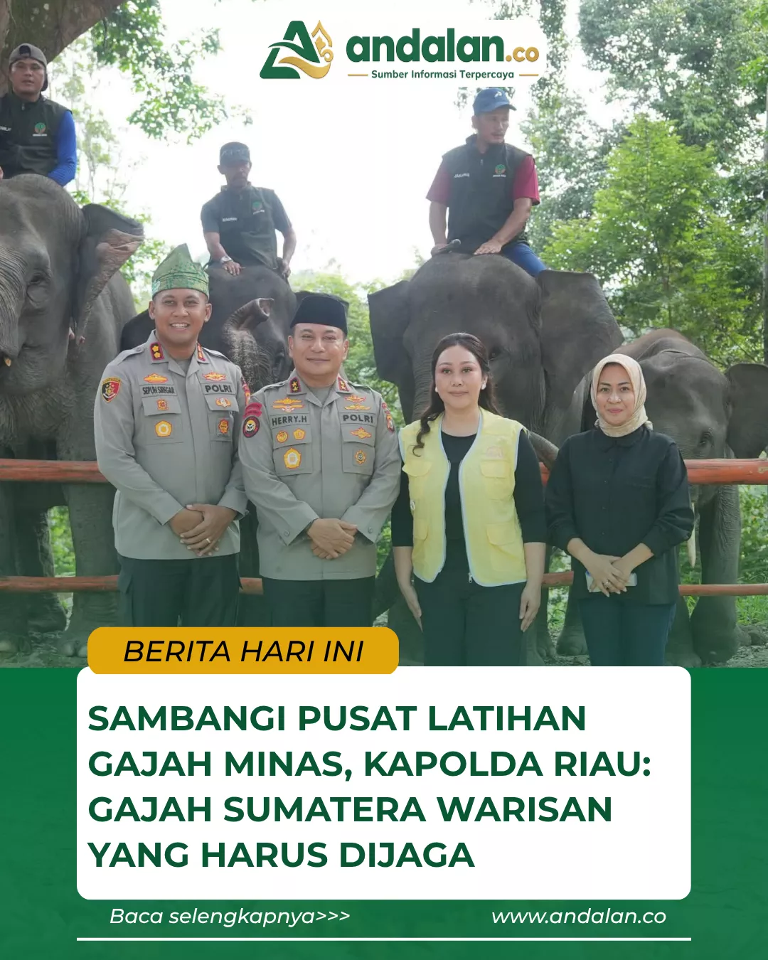Sambangi Pusat Latihan Gajah Minas, Kapolda Riau: Gajah Sumatera Warisan yang Harus Dijaga