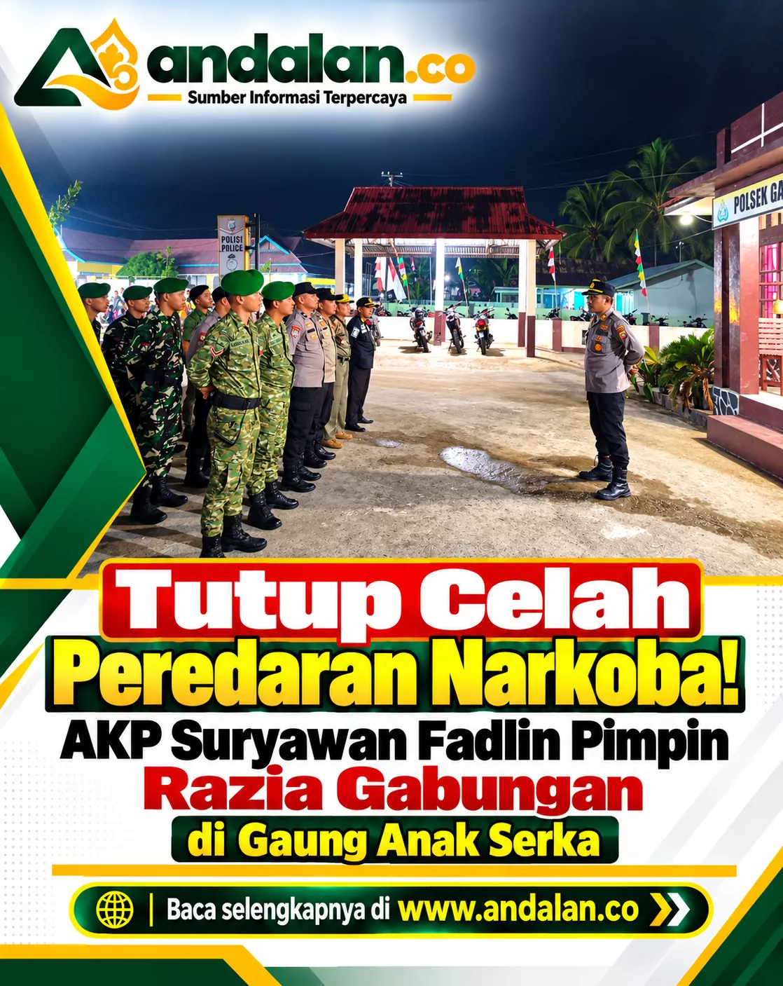 Tutup Celah Peredaran Narkoba! AKP Suryawan Fadlin Pimpin Razia Gabungan di Gaung Anak Serka