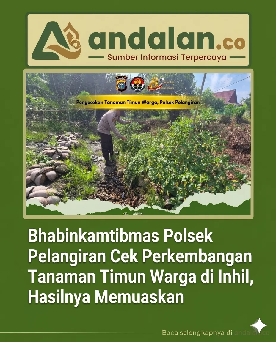 Bhabinkamtibmas Polsek Pelangiran Cek Perkembangan Tanaman Timun Warga di Inhil, Hasilnya Memuaskan