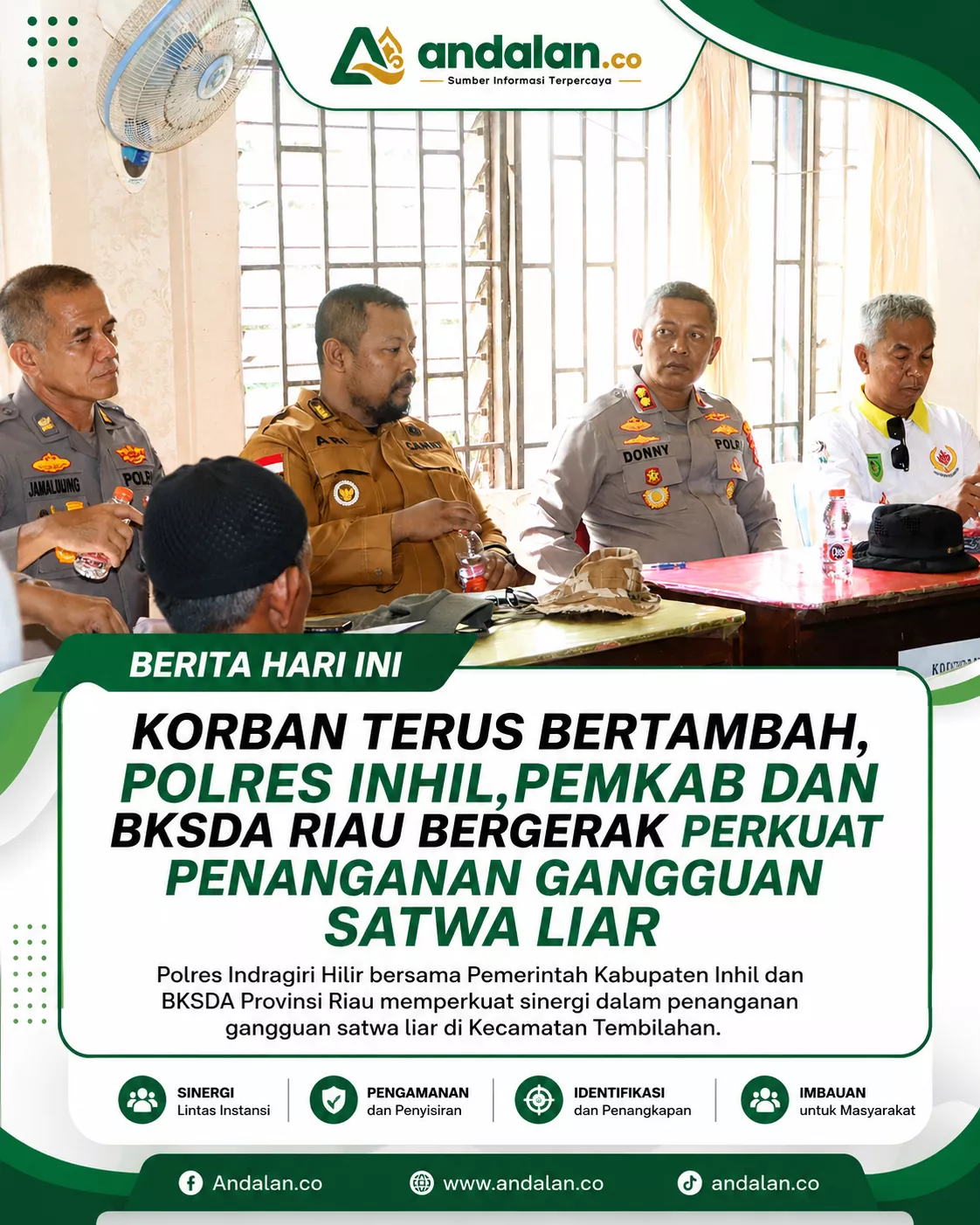 Korban Terus Bertambah, Polres Inhil, Pemkab dan BKSDA Riau Bergerak Perkuat Penanganan Gangguan Satwa Liar