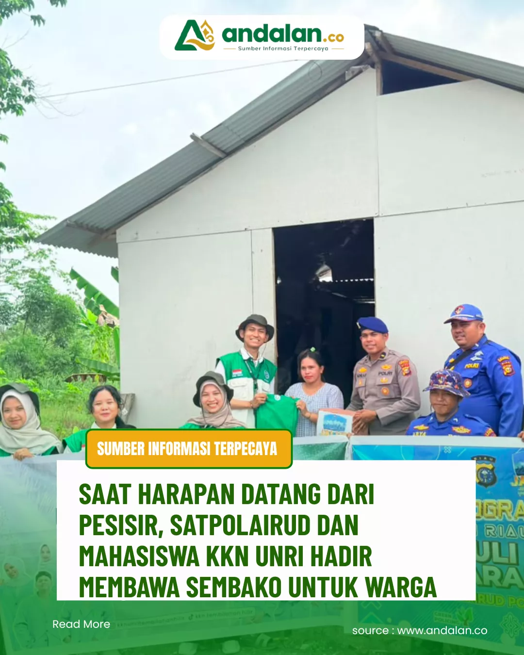 Saat Harapan Datang dari Pesisir, Satpolairud dan Mahasiswa KKN UNRI Hadir Membawa Sembako untuk Warga