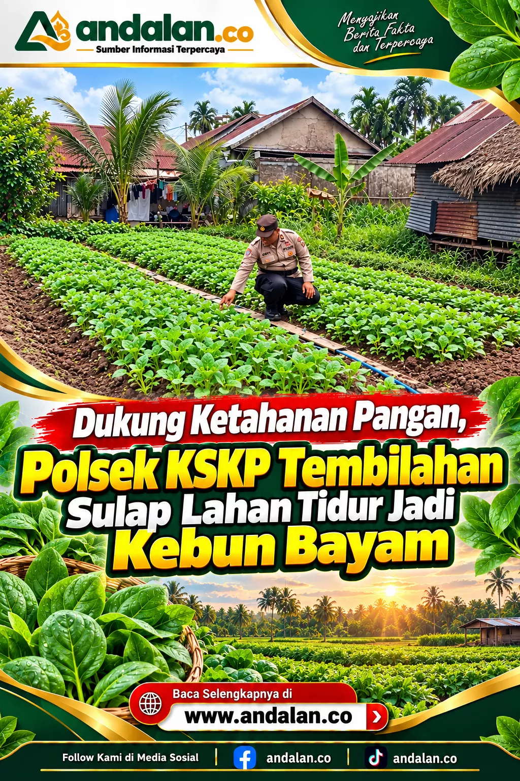 Dukung Ketahanan Pangan, Polsek KSKP Tembilahan Sulap Lahan Tidur Jadi Kebun Bayam