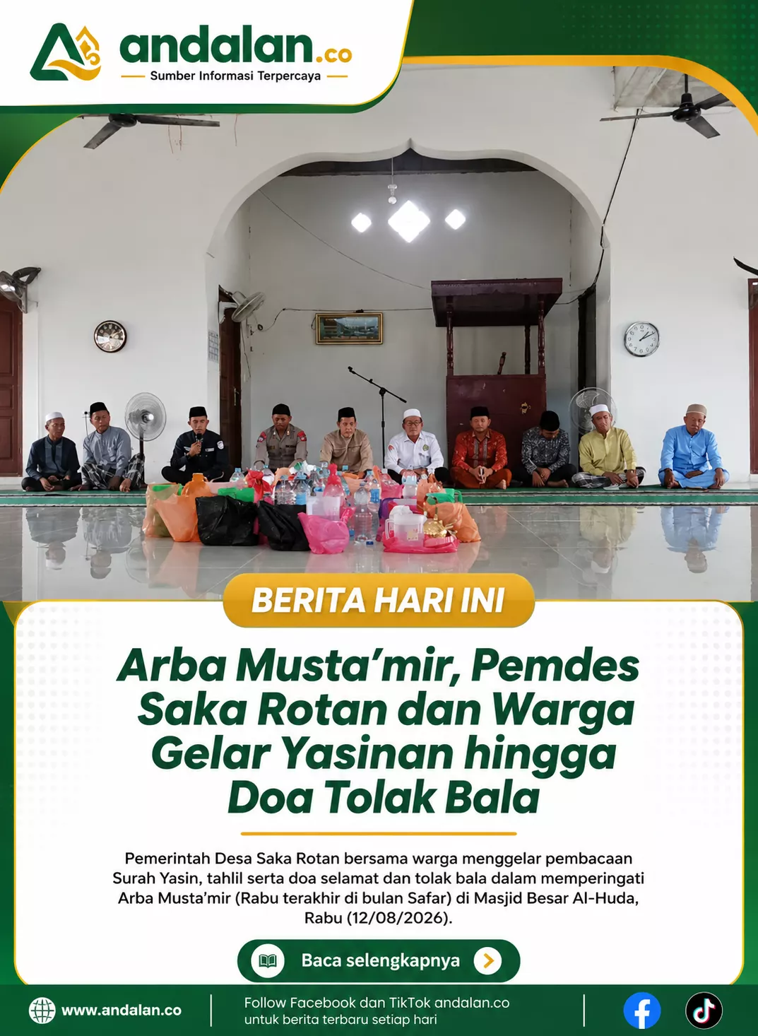 Arba Musta’mir, Pemdes Saka Rotan dan Warga Gelar Yasinan hingga Doa Tolak Bala