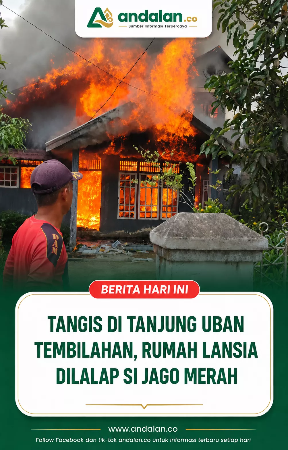 Tangis di Tanjung Uban Tembilahan, Rumah Lansia Dilalap Si Jago Merah
