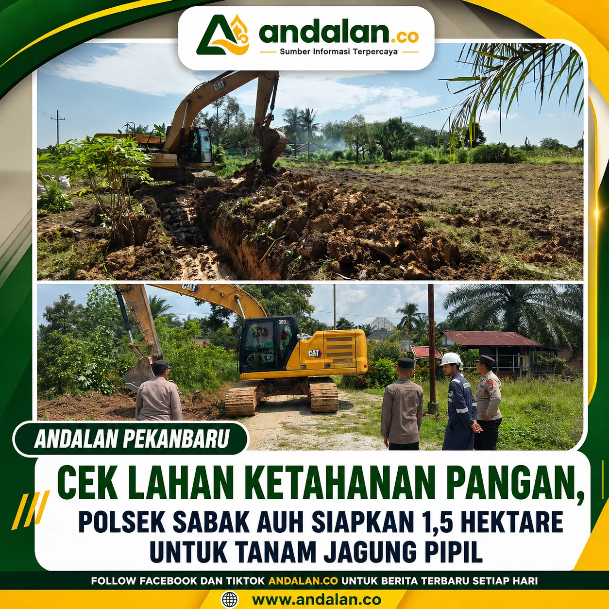 Cek Lahan Ketahanan Pangan, Polsek Sabak Auh Siapkan 1,5 Hektare untuk Tanam Jagung Pipil