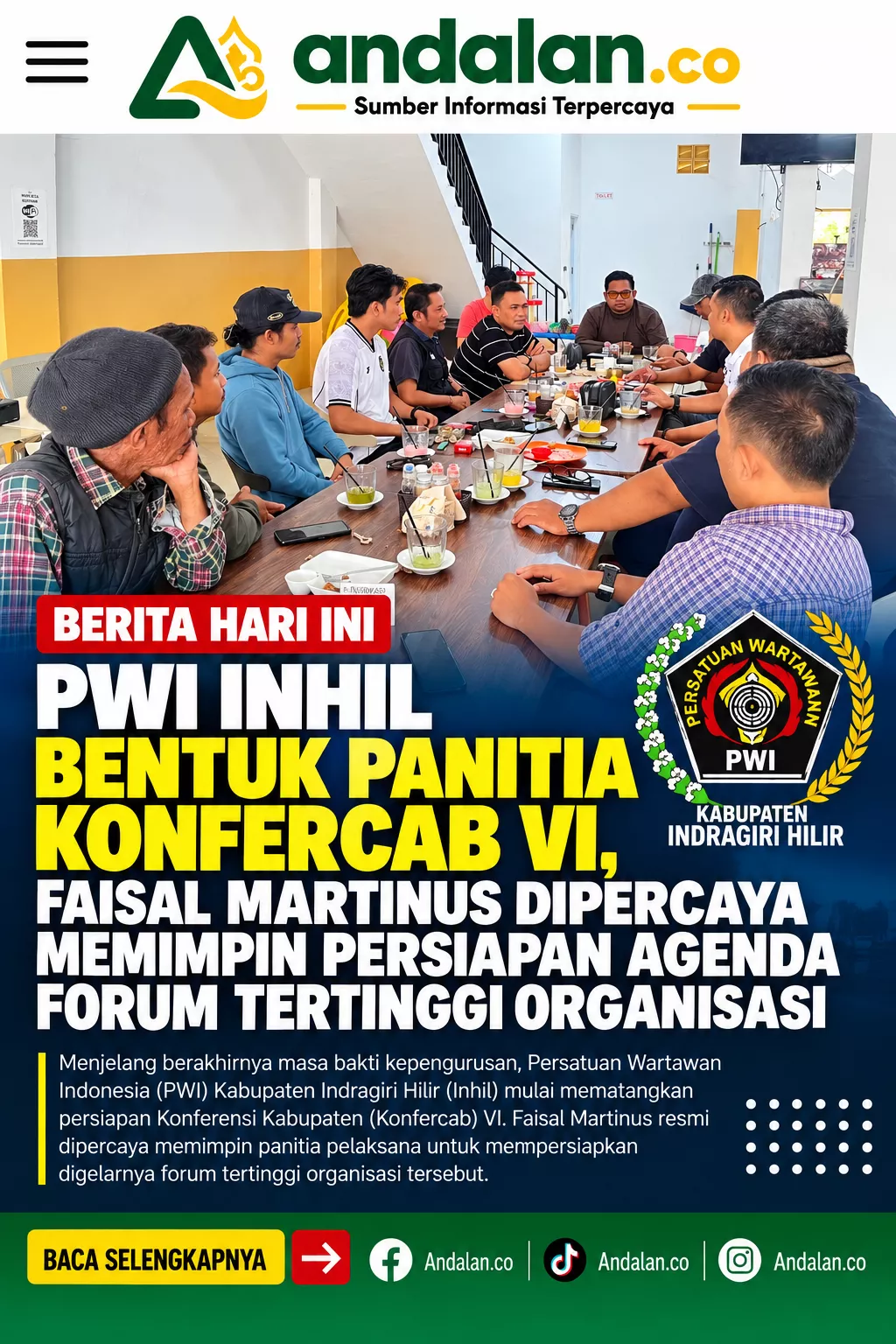 PWI Inhil Bentuk Panitia Konfercab VI, Faisal Martinus Dipercaya Memimpin Persiapan Agenda Forum Tertinggi Organisasi
