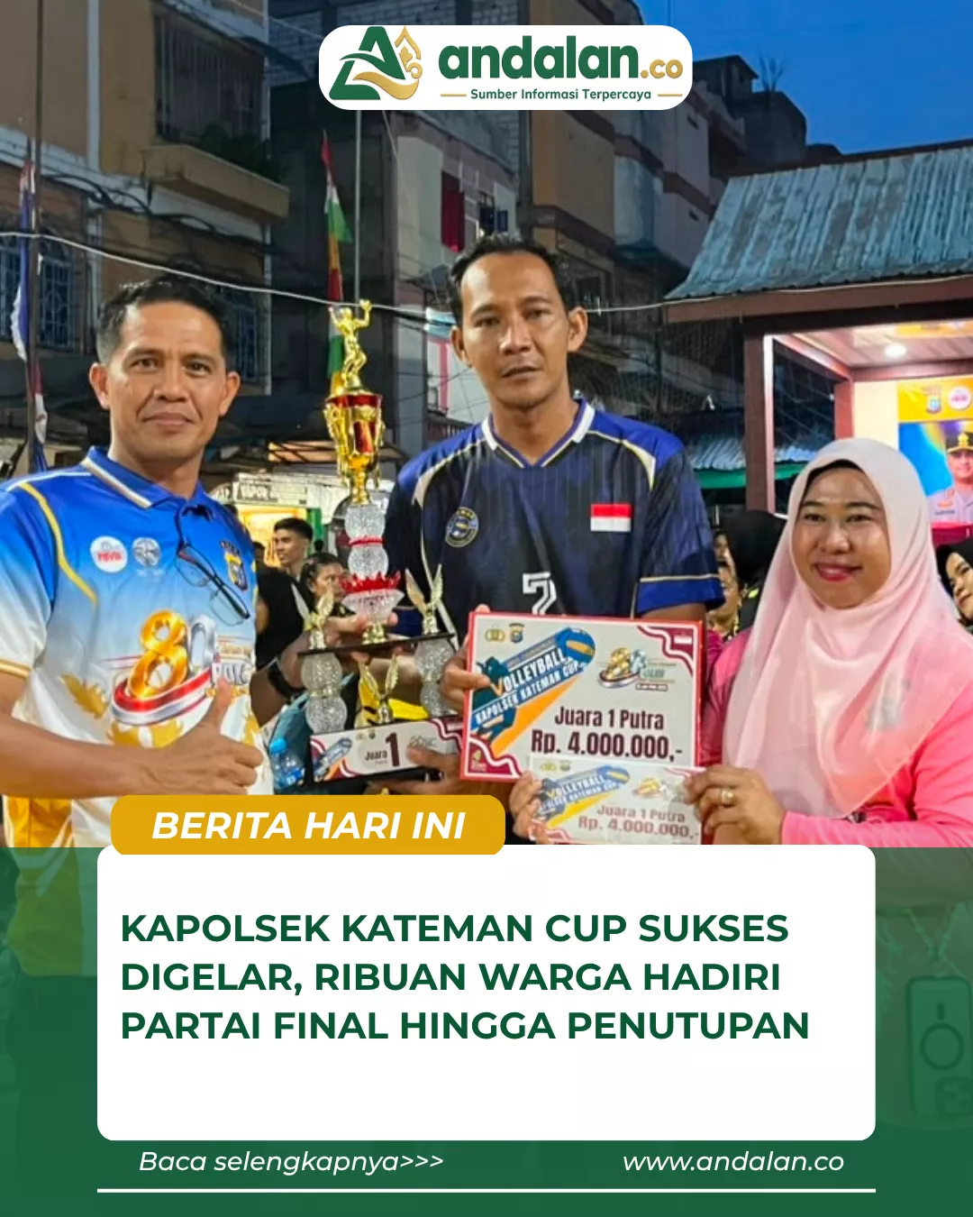Kapolsek Kateman Cup Sukses Digelar, Ribuan Warga Hadiri Partai Final Hingga Penutupan