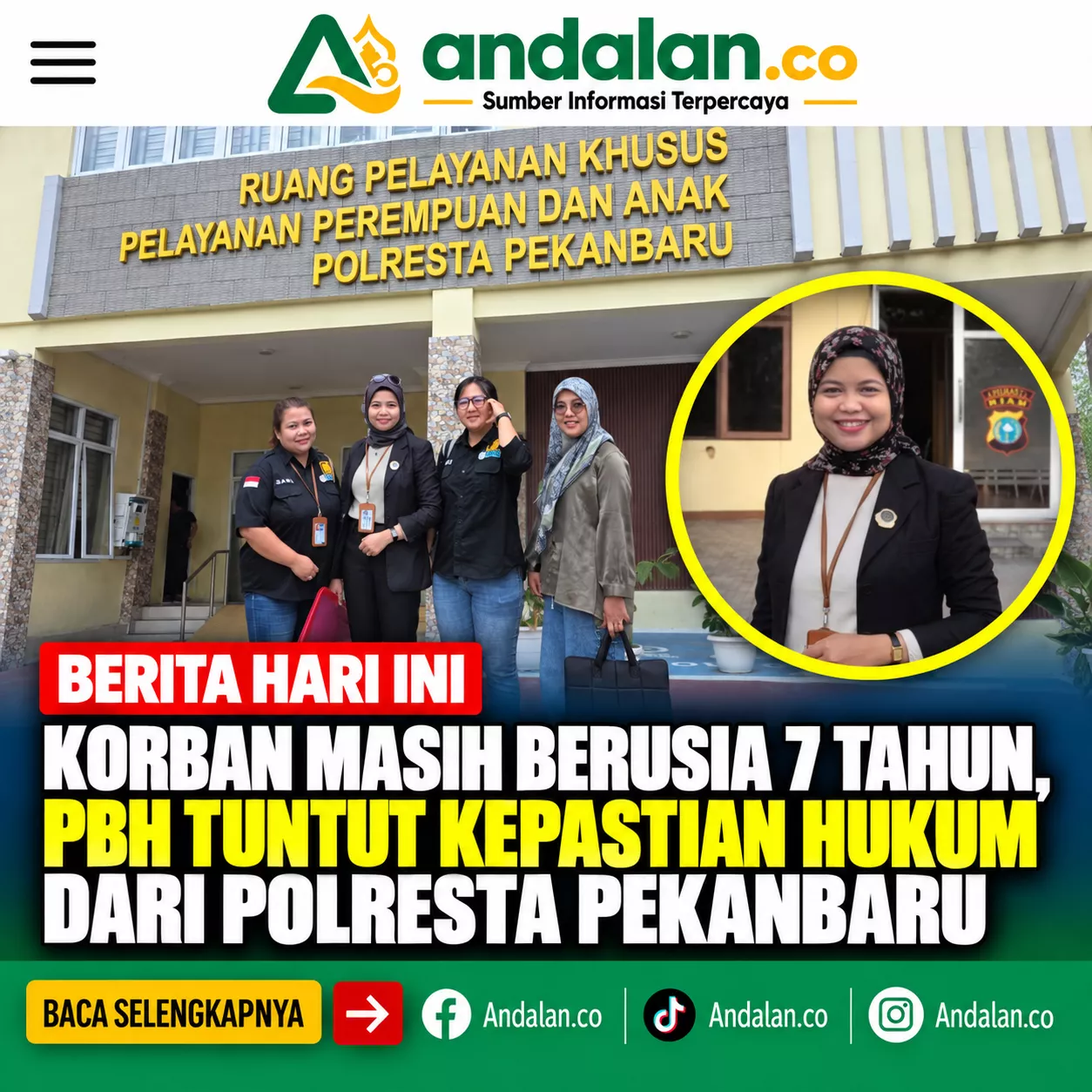 Korban Masih Berusia 7 Tahun, PBH Tuntut Kepastian Hukum dari Polresta Pekanbaru