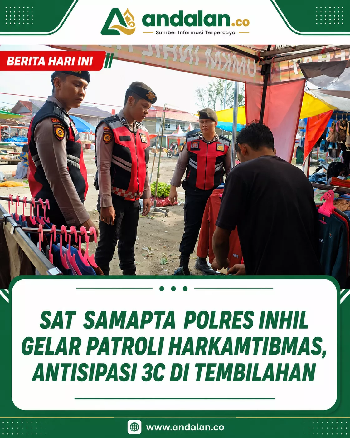 Sat Samapta Polres Inhil Gelar Patroli Harkamtibmas, Antisipasi 3C di Tembilahan