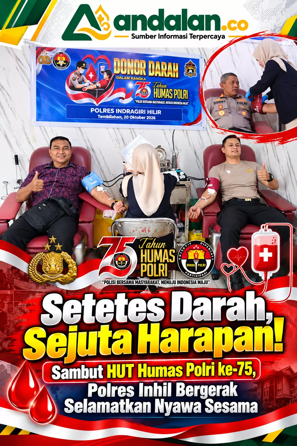 Setetes Darah, Sejuta Harapan! Sambut HUT Humas Polri ke-75, Polres Inhil Bergerak Selamatkan Nyawa Sesama