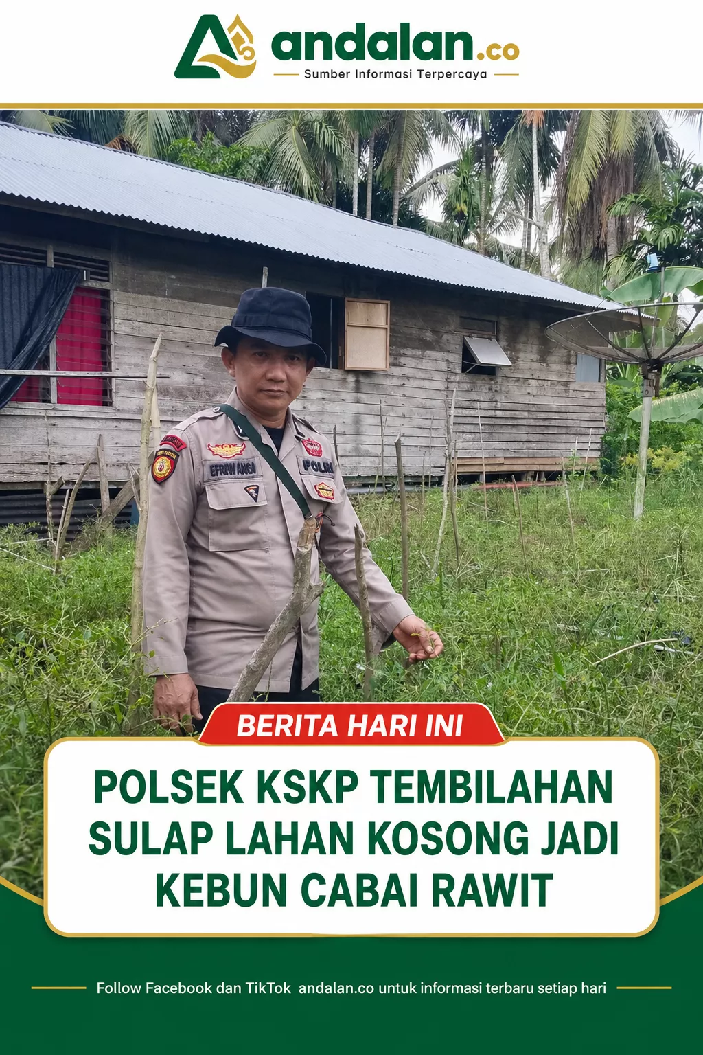 Polsek KSKP Tembilahan Sulap Lahan Kosong Jadi Kebun Cabai Rawit