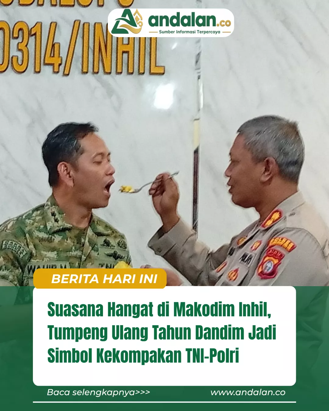 Suasana Hangat di Makodim Inhil, Tumpeng Ulang Tahun Dandim Jadi Simbol Kekompakan TNI-Polri