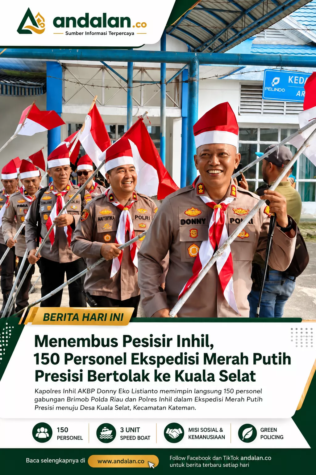 Menembus Pesisir Inhil,150 Personel Ekspedisi Merah Putih Presisi Bertolak ke Kuala Selat