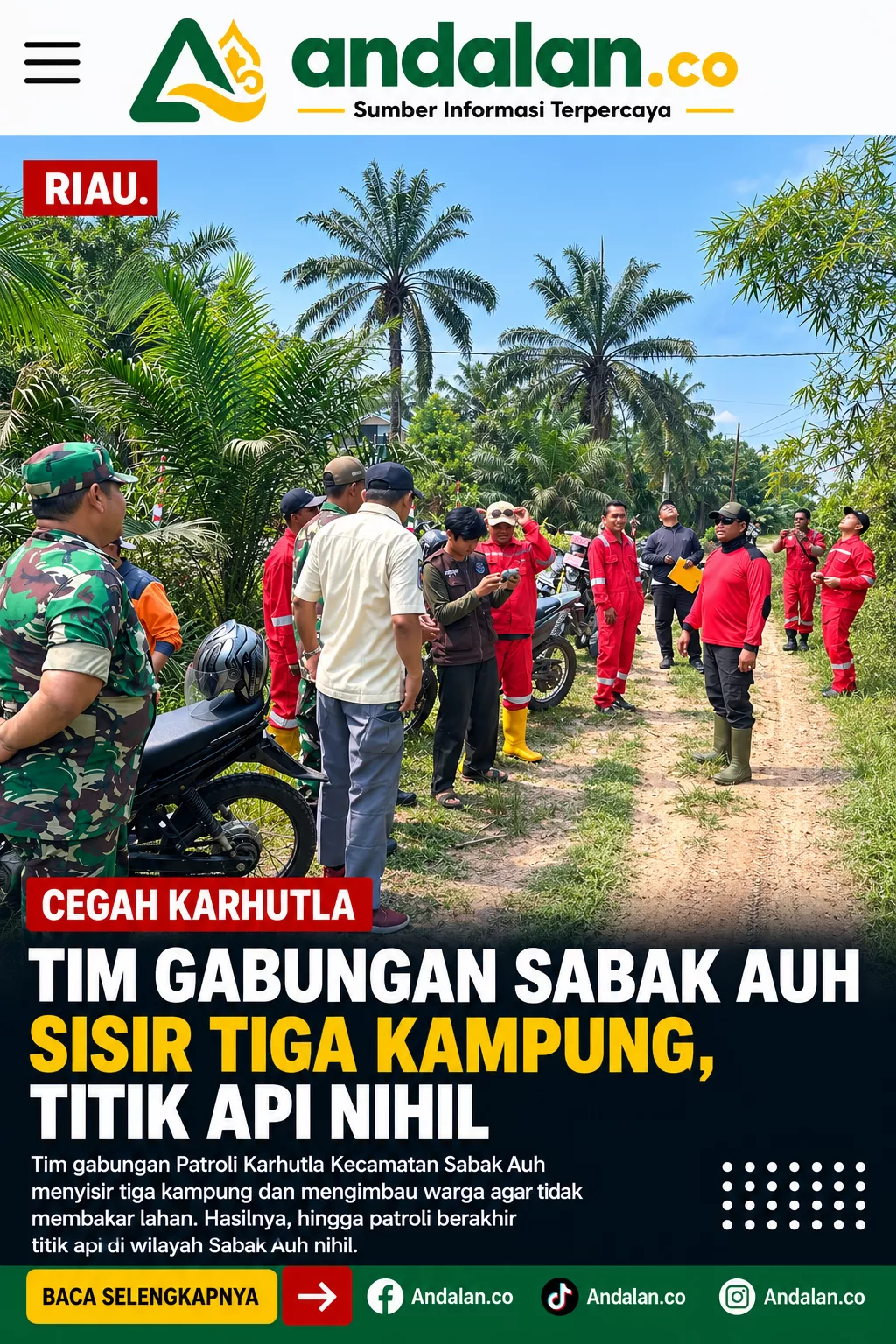 Cegah Karhutla, Tim Gabungan Sabak Auh Sisir Tiga Kampung, Titik Api Nihil