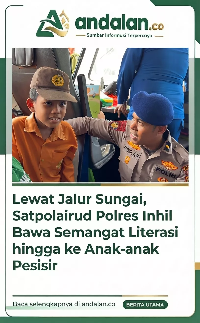 Lewat Jalur Sungai, Satpolairud Polres Inhil Bawa Semangat Literasi hingga ke Anak-anak Pesisir