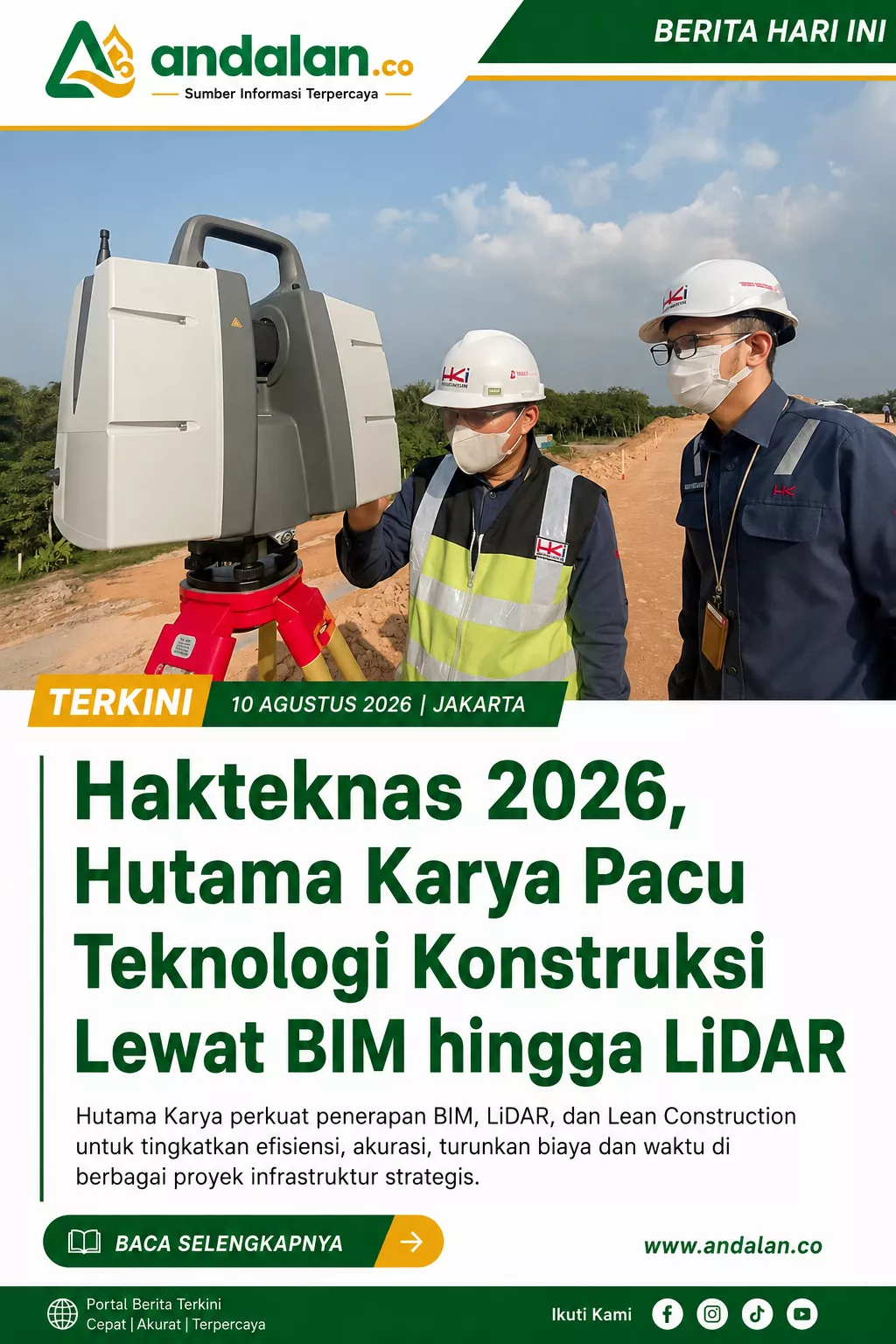 Hakteknas 2026, Hutama Karya Pacu Teknologi Konstruksi Lewat BIM hingga LiDAR