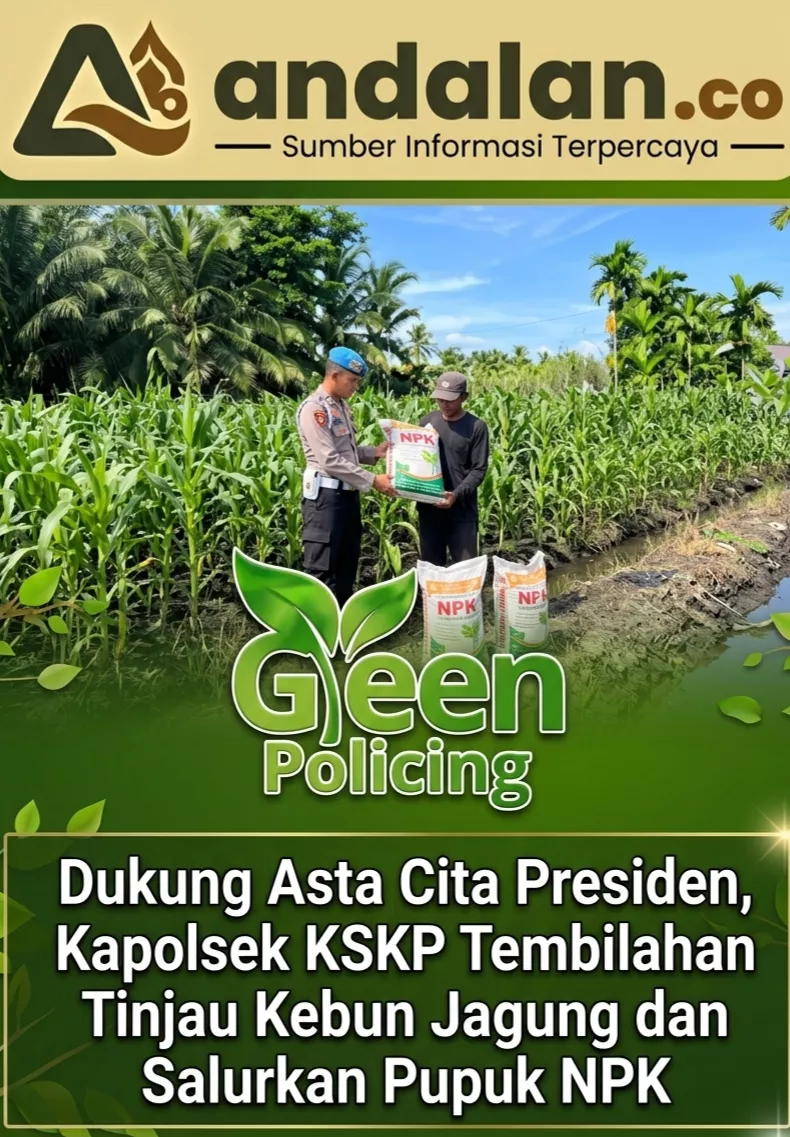 Dukung Asta Cita Presiden, Kapolsek KSKP Tembilahan Tinjau Kebun Jagung dan Salurkan Pupuk NPK