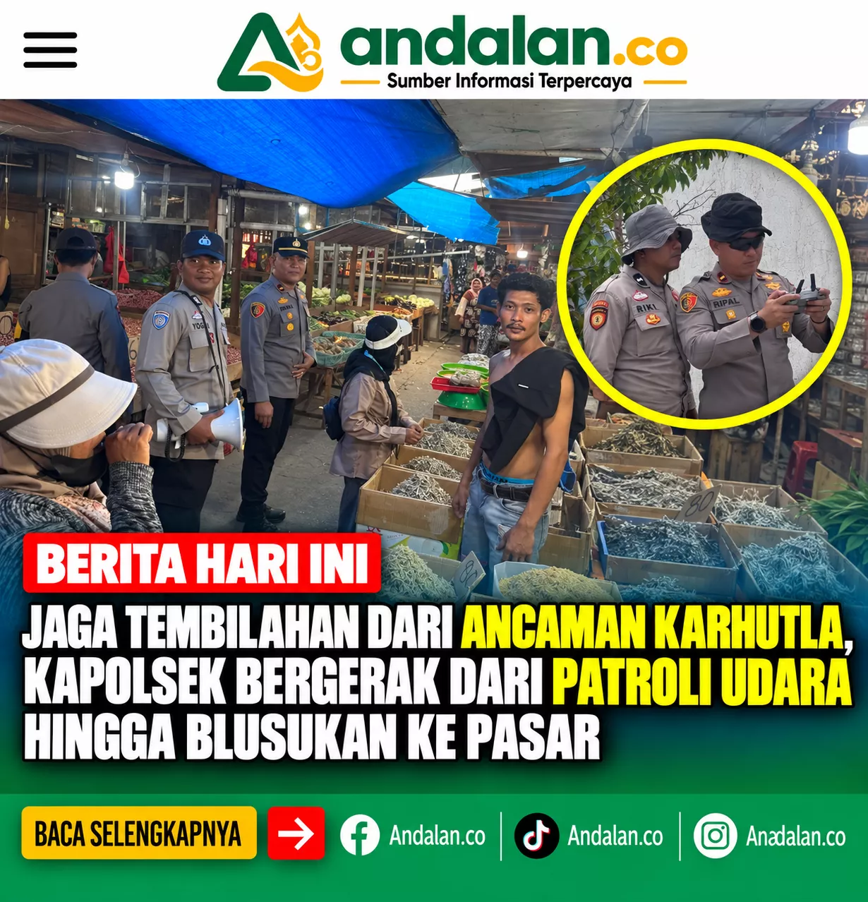 Jaga Tembilahan dari Ancaman Karhutla, Kapolsek Bergerak dari Patroli Udara hingga Blusukan ke Pasar