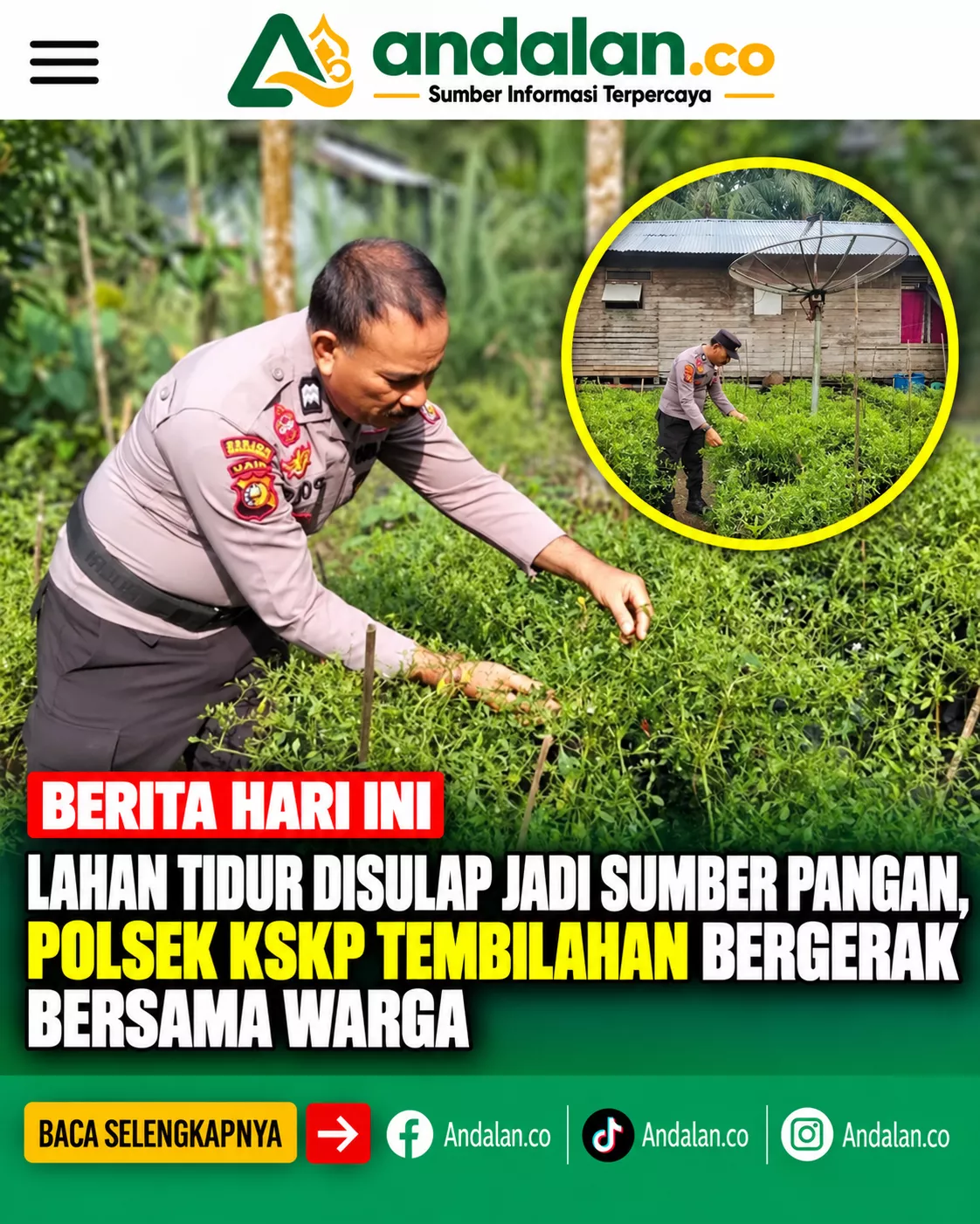 Lahan Tidur Disulap Jadi Sumber Pangan, Polsek KSKP Tembilahan Bergerak Bersama Warga