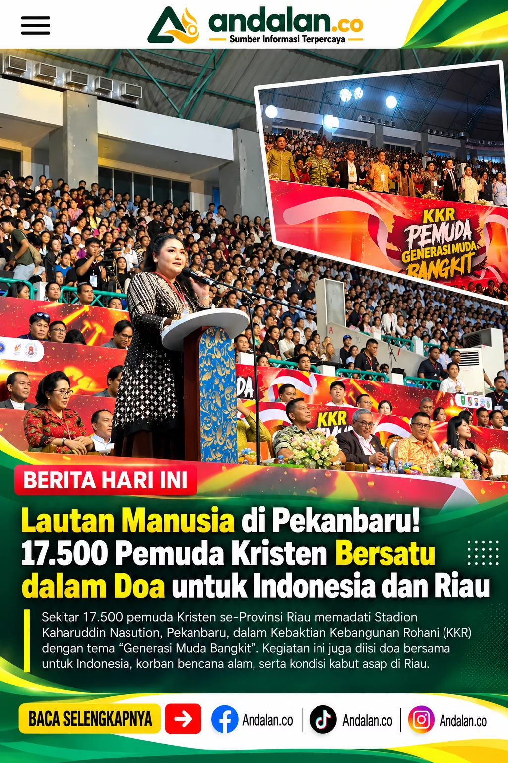 Lautan Manusia di Pekanbaru! 17.500 Pemuda Kristen Bersatu dalam Doa untuk Indonesia dan Riau