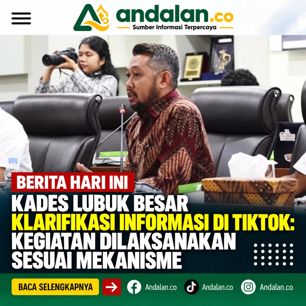 Kades Lubuk Besar Klarifikasi Informasi di TikTok: Kegiatan Dilaksanakan Sesuai Mekanisme