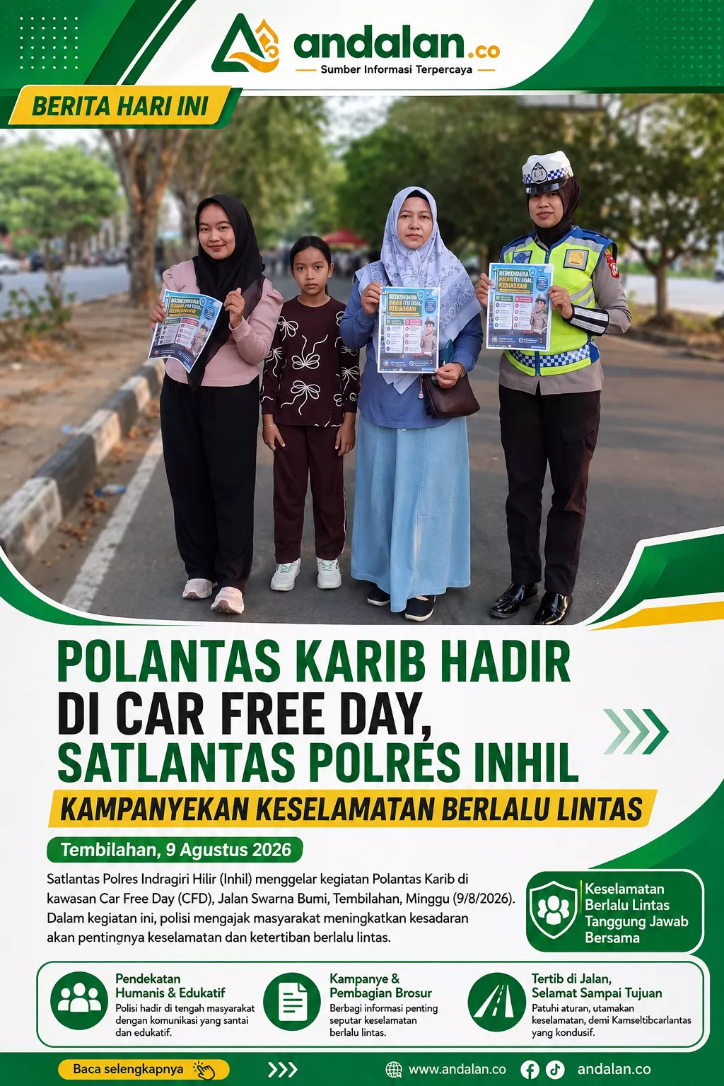 Polantas Karib Hadir di Car Free Day Tembilahan, Warga Diajak Tertib Berlalu Lintas