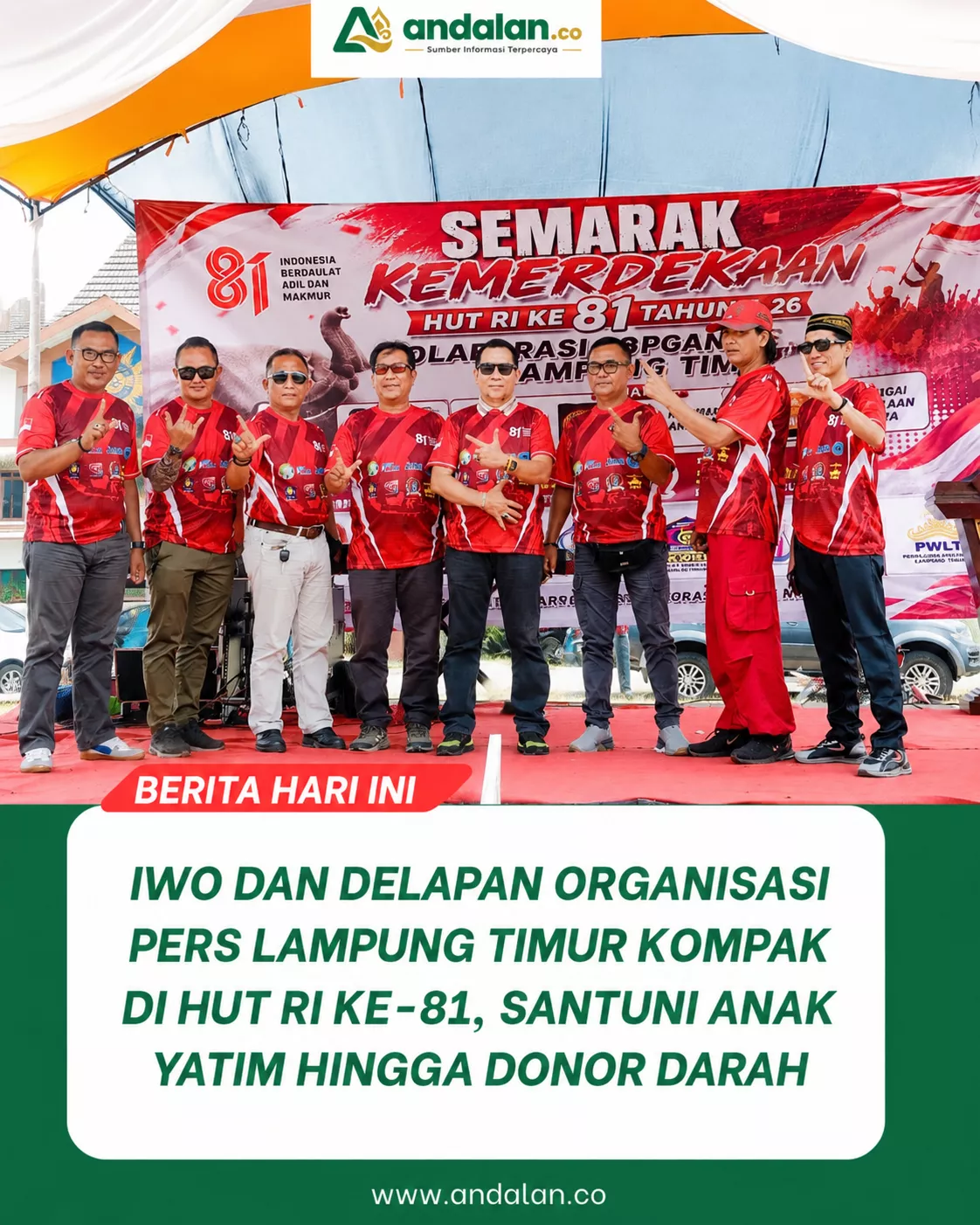 IWO dan Delapan Organisasi Pers Lampung Timur Kompak di HUT RI ke-81, Santuni Anak Yatim hingga Donor Darah